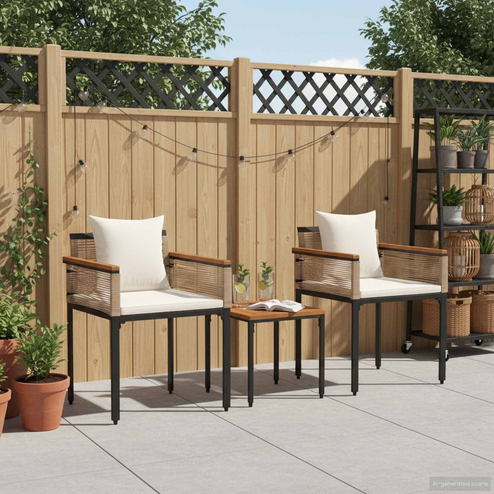 Set vanjskog namještaja s jastukom Bež i krem bijela poliratan