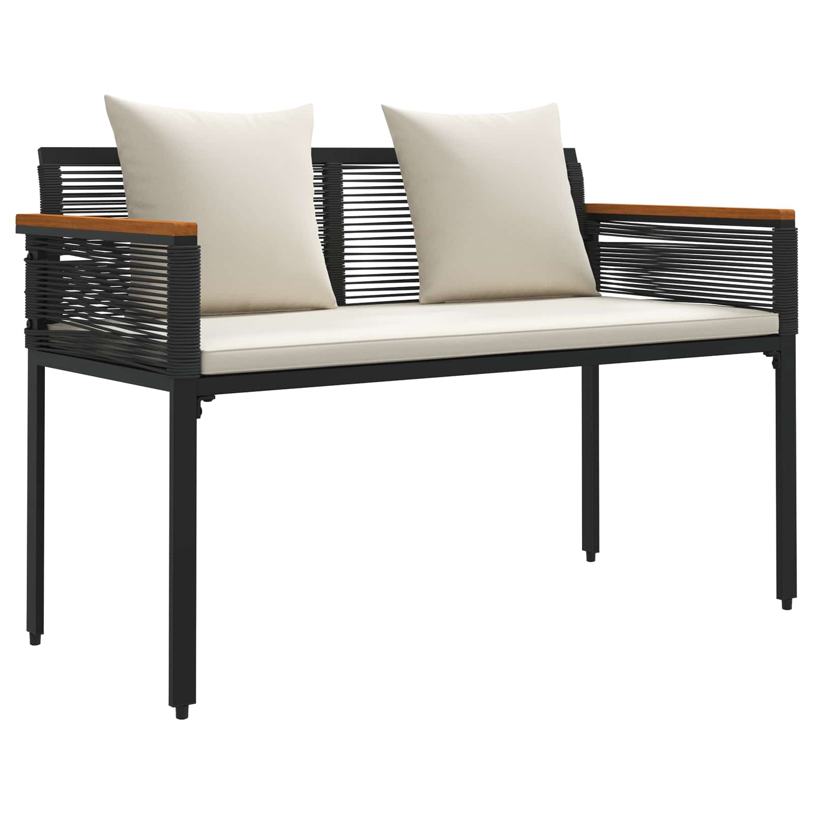 Vanjska klupa Crna i krem-bijela 117 x 54 x 74.5 cm poliratan