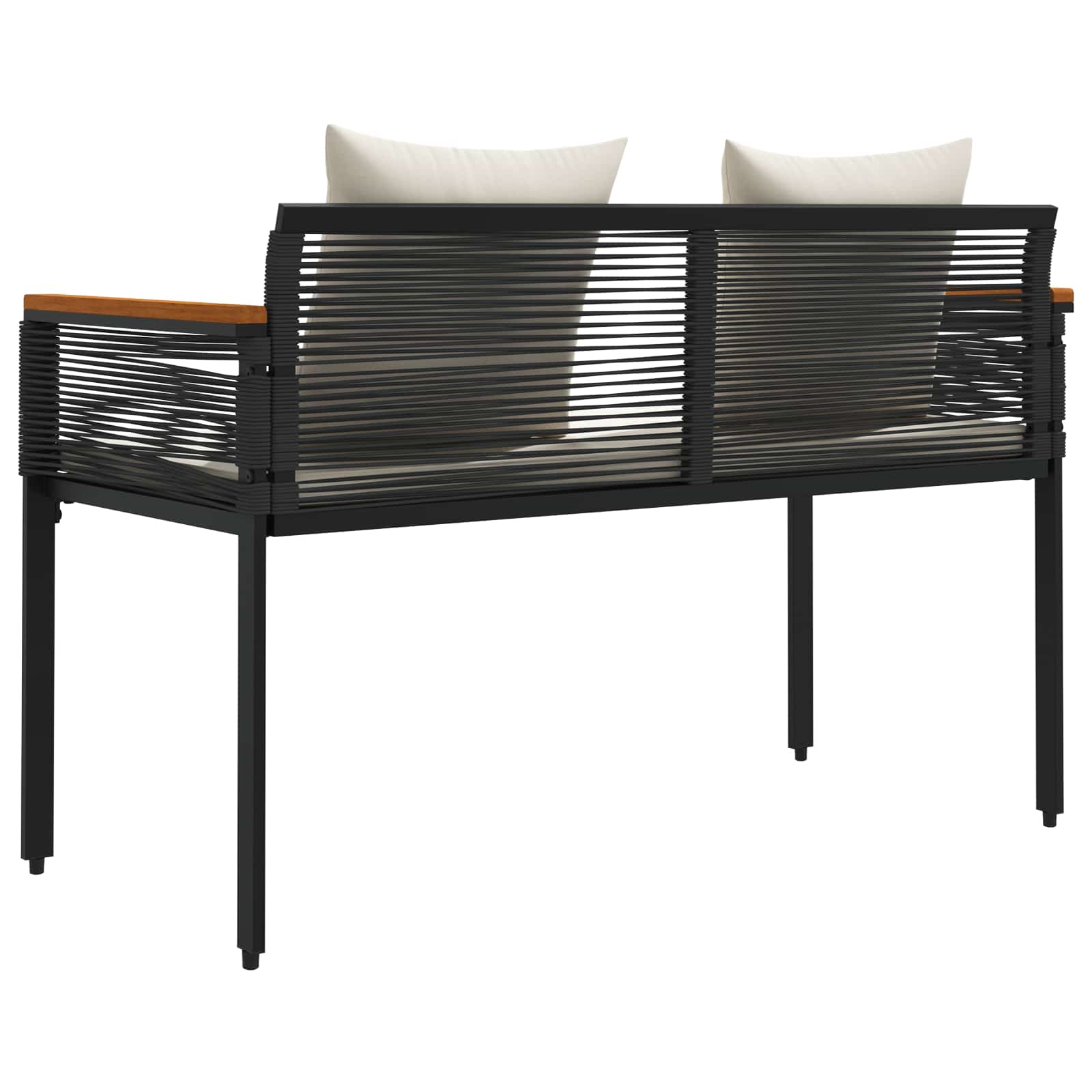 Vanjska klupa Crna i krem-bijela 117 x 54 x 74.5 cm poliratan