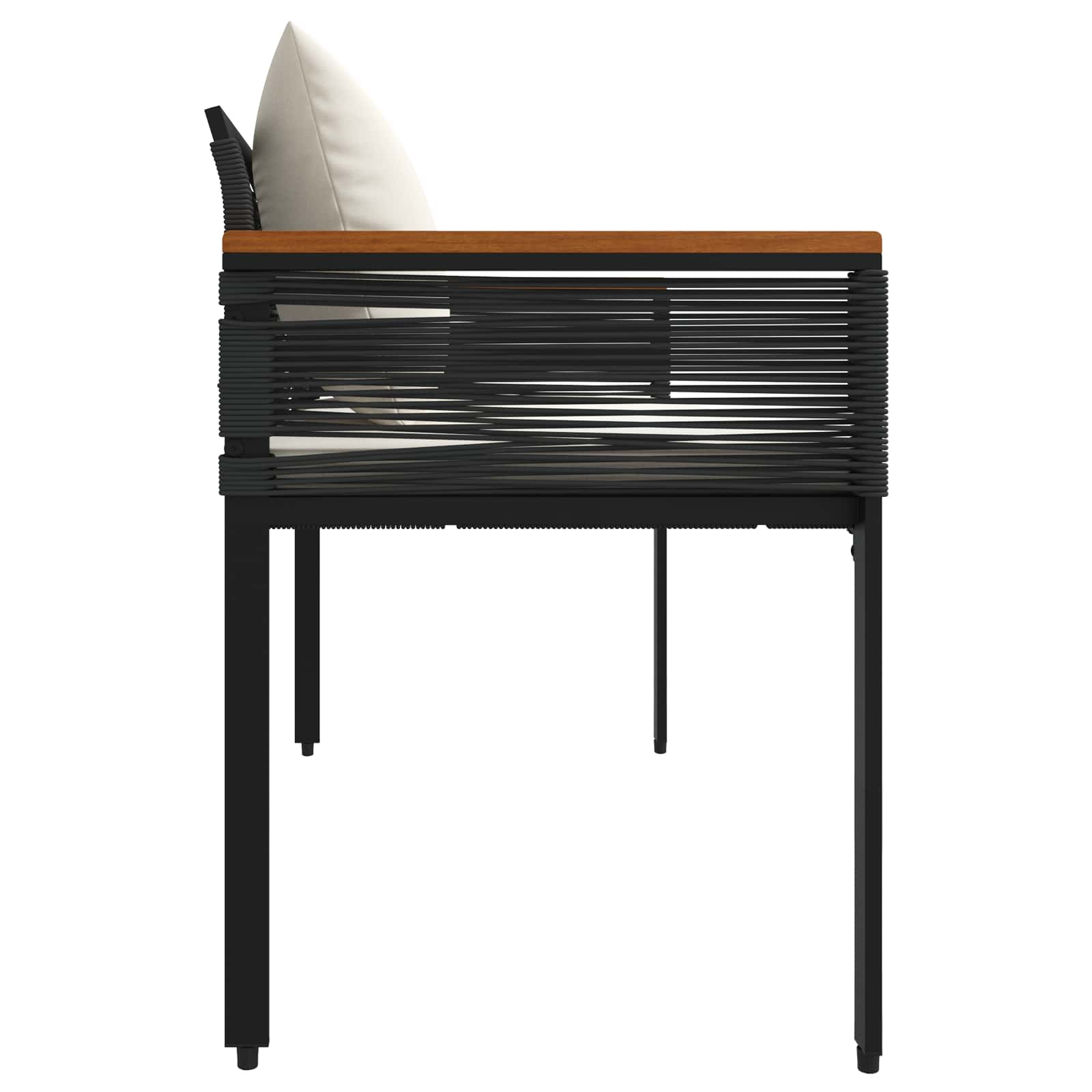 Vanjska klupa Crna i krem-bijela 117 x 54 x 74.5 cm poliratan