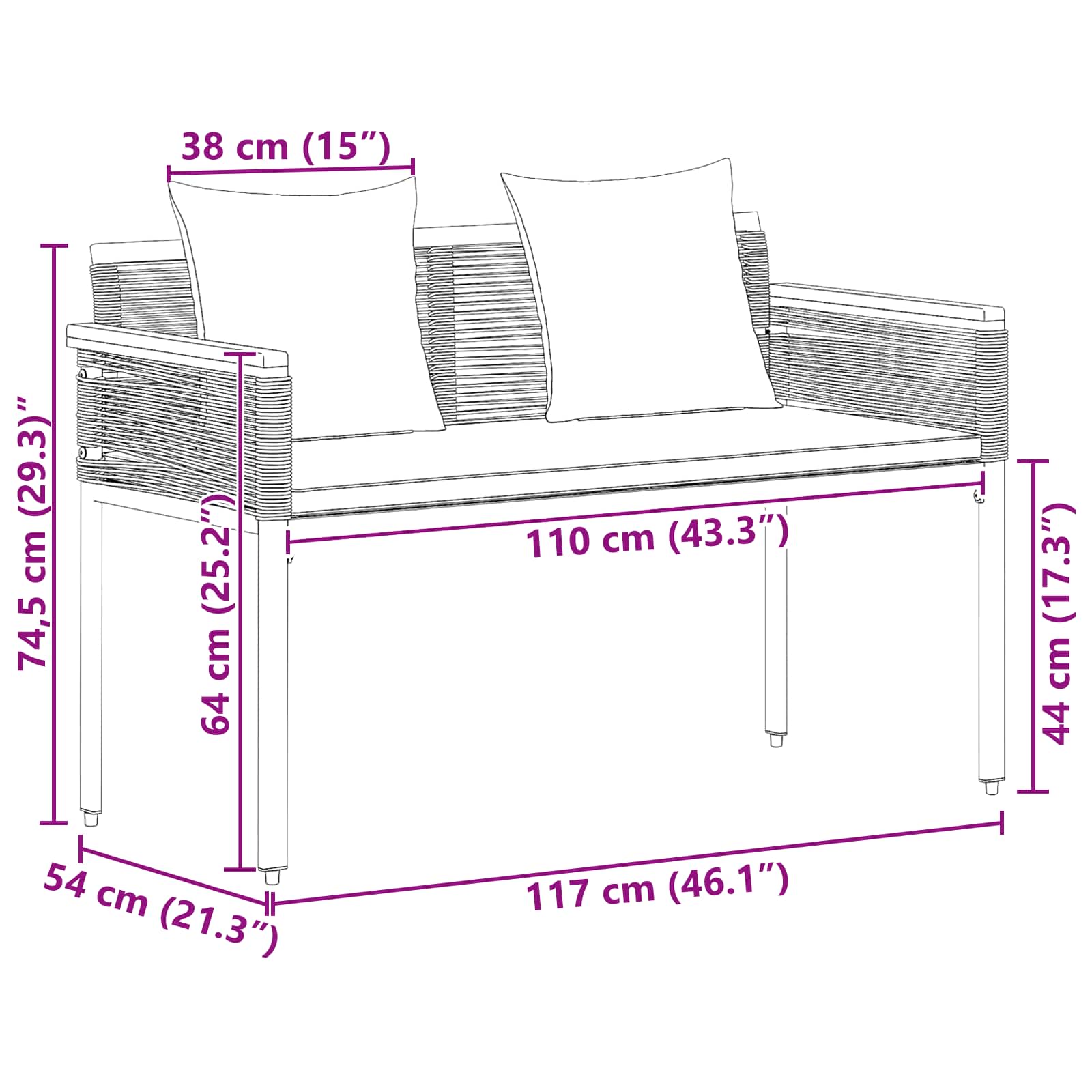 Vanjska klupa Bež i krem bijela 117 x 54 x 74.5 cm poliratan