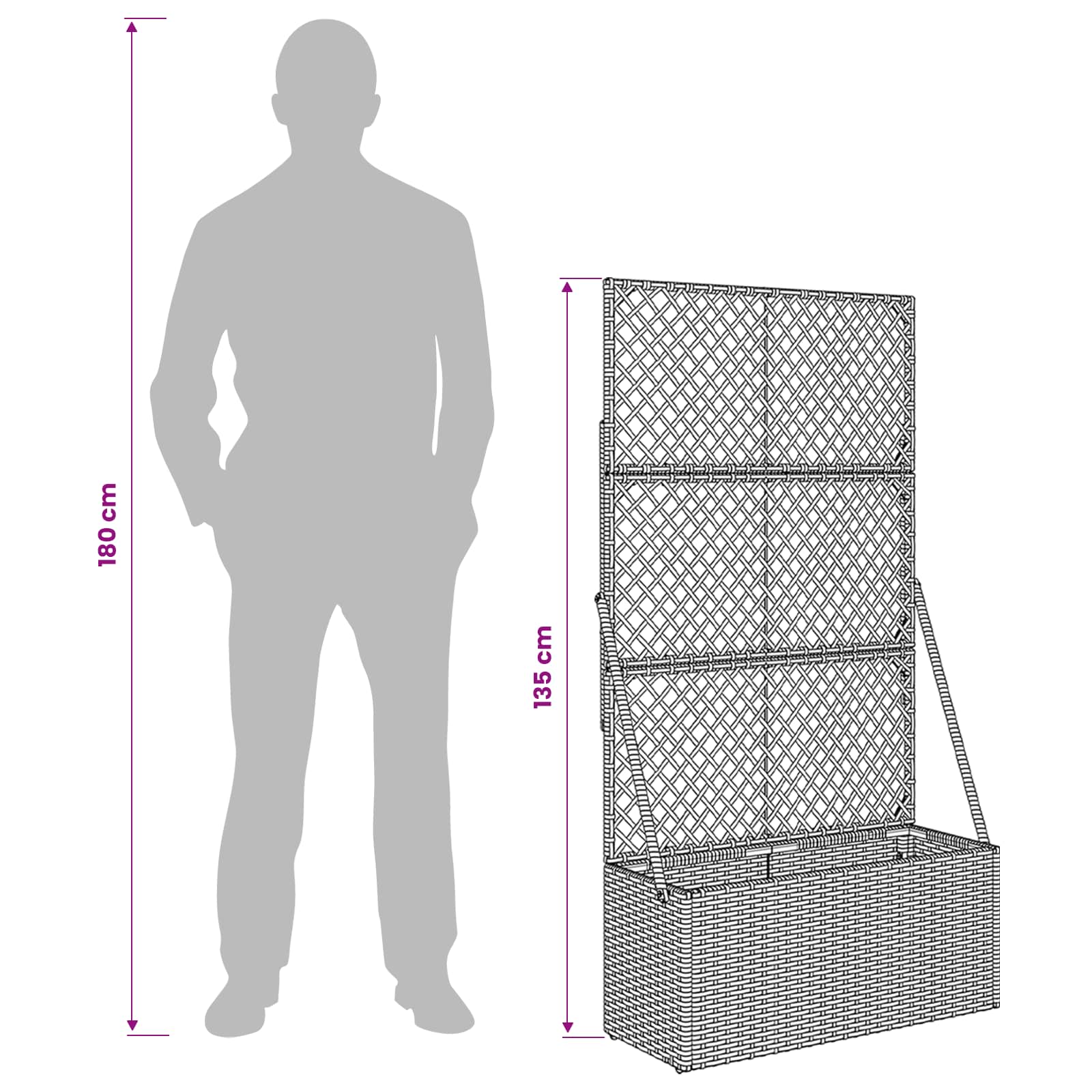Vrtni saksija s rešetkom Siva 70 x 30 x 135 cm poliratan