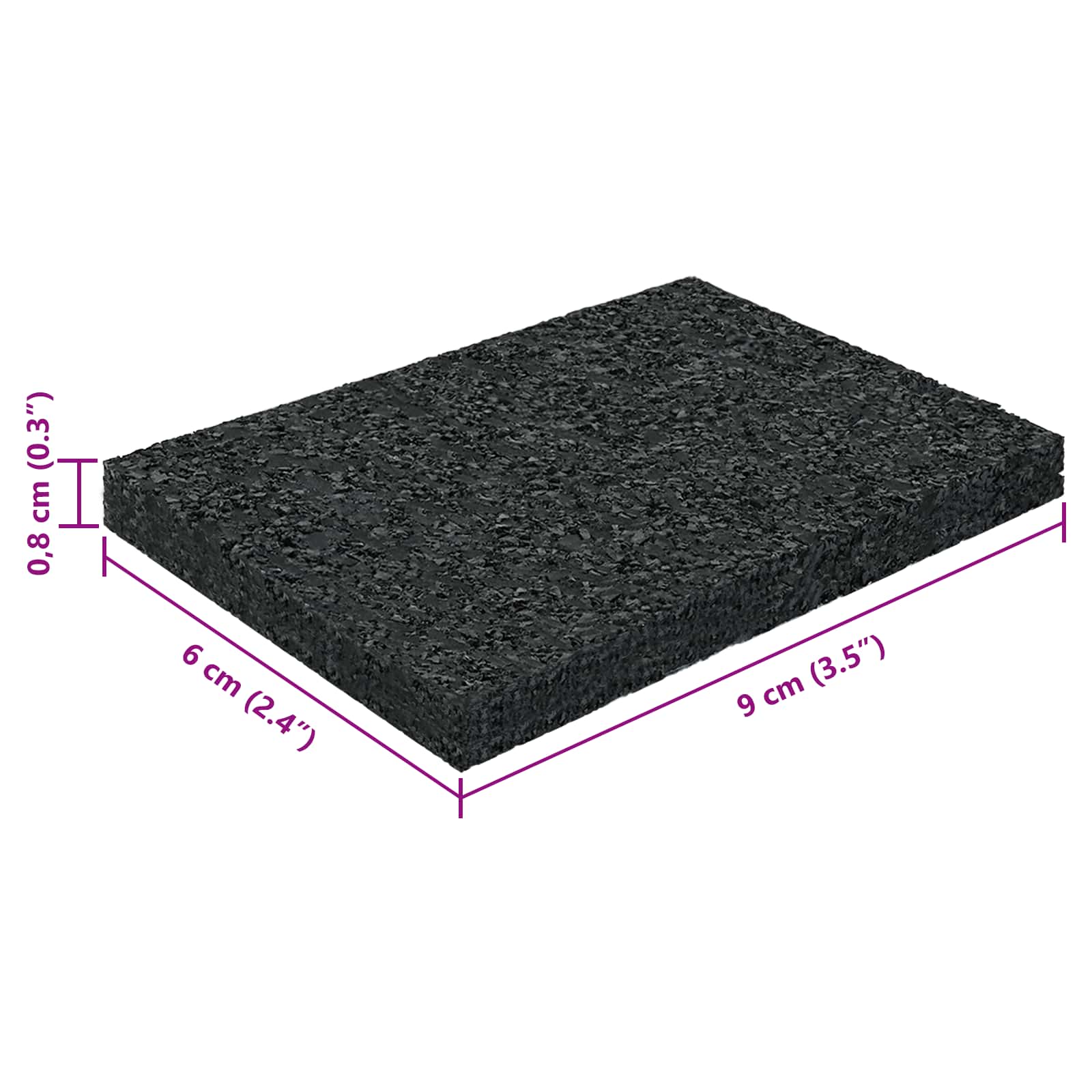 Gumenasti granulatni vanjski pod Crna 6 x 9 x 0,8 cm Guma