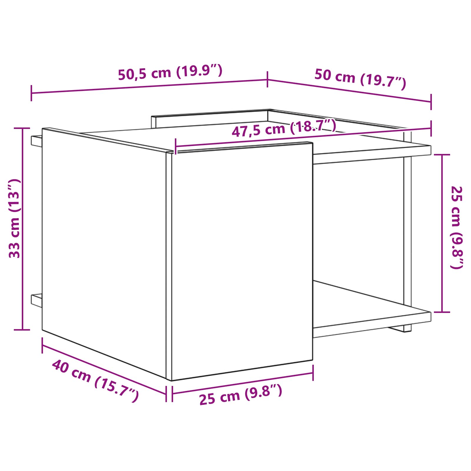 Kava Stol Staro drvo 50,5 x 50 x 33 cm Konstruirano drvo