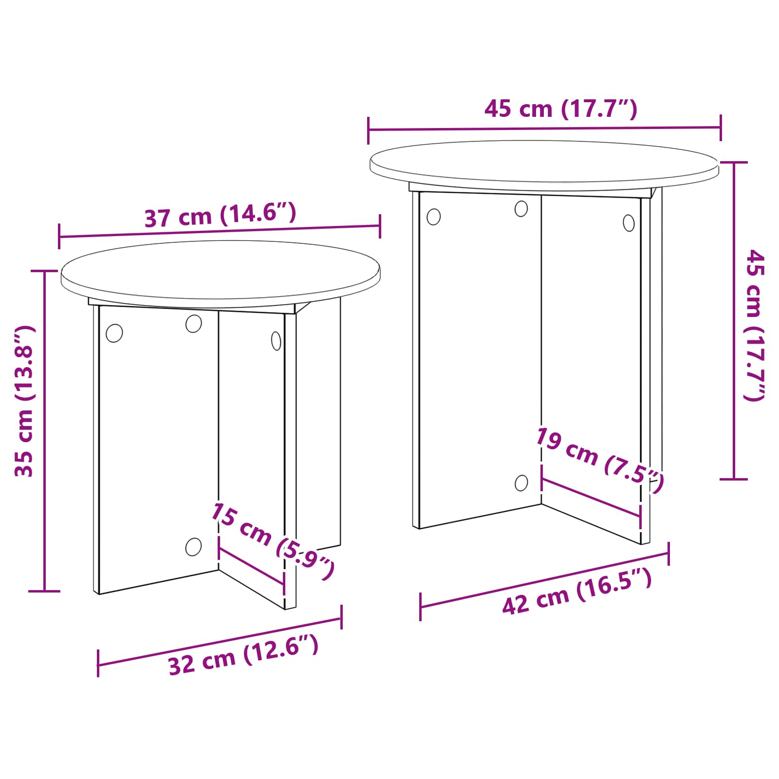 Set pomoćnih stolića 2 pcs Betonska siva Konstrukcijsko drvo