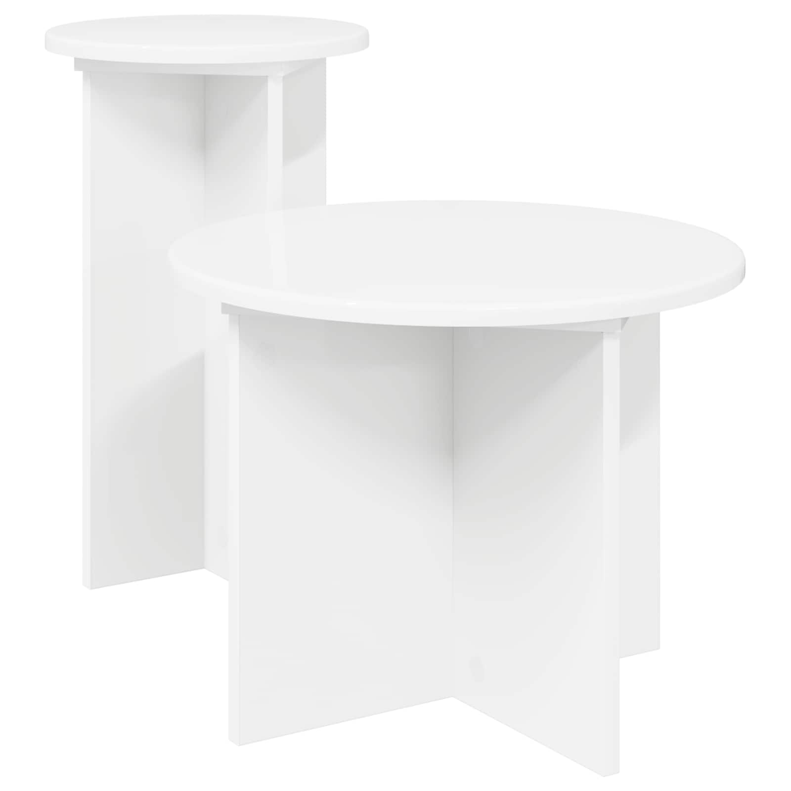 Set pomoćnih stolića s pohranom 2 pcs Bijela Konstruirano drvo
