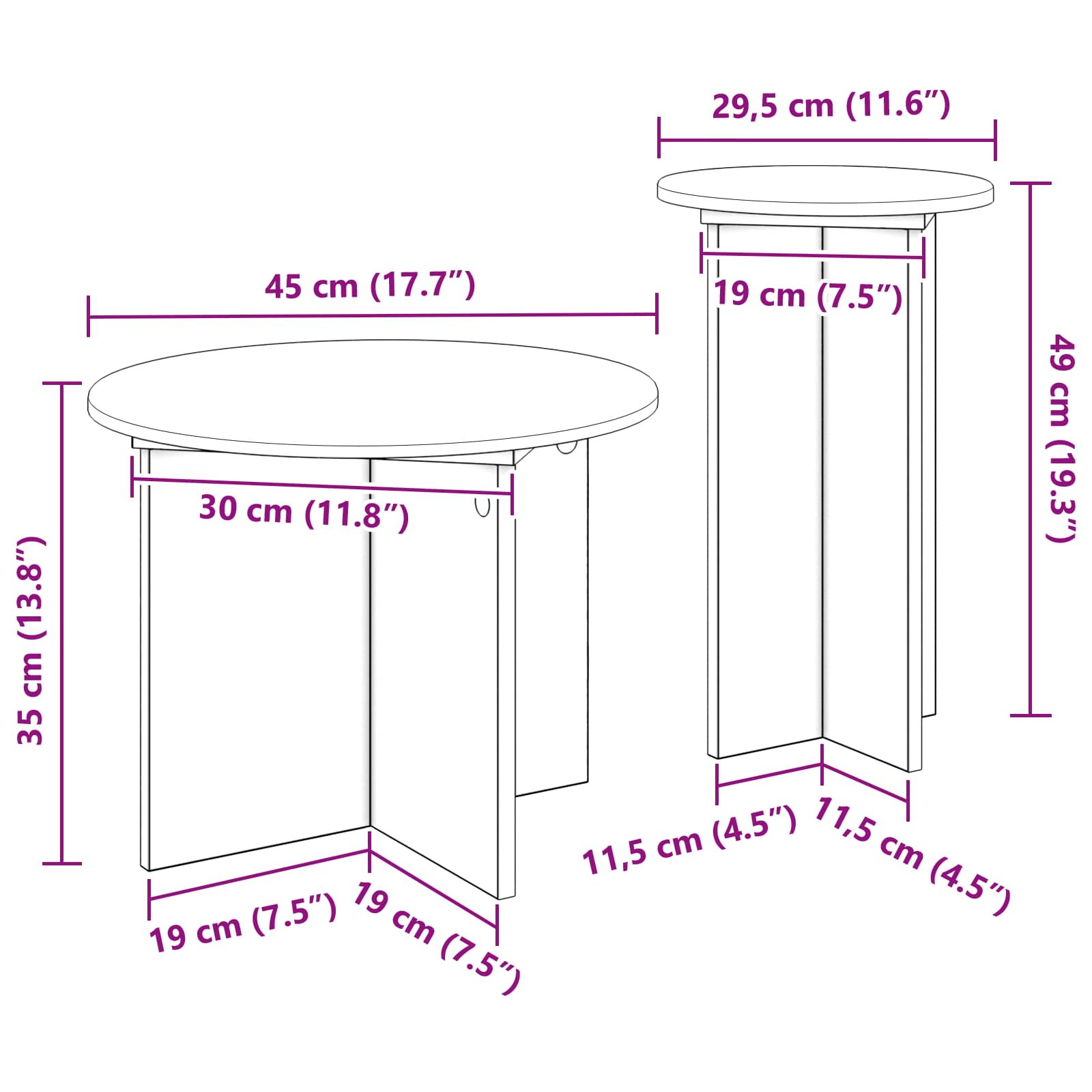 Set pomoćnih stolića 2 pcs Hrast artisan Konstruirano drvo