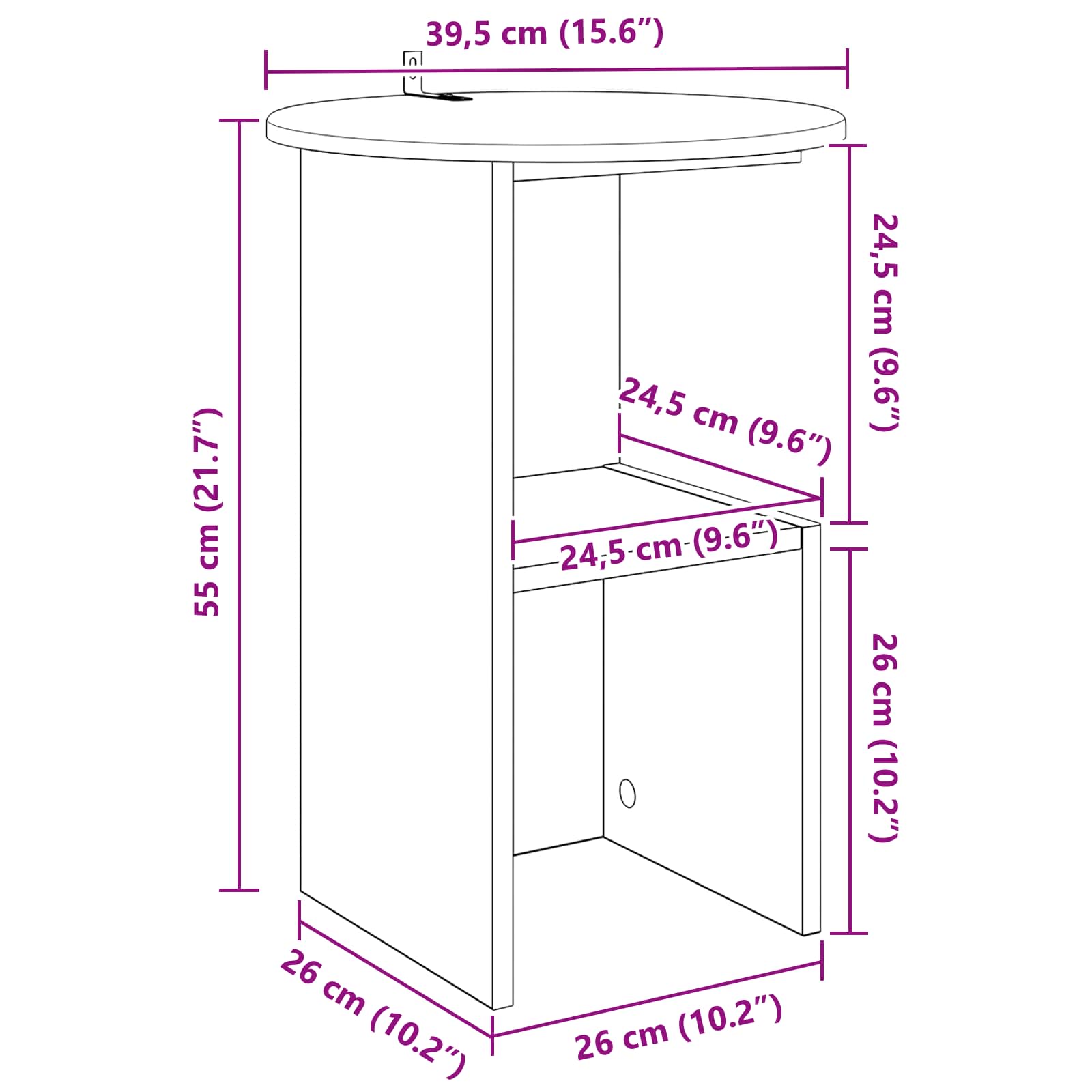 Bocni stol Hrast sonoma Ø 39,5 x 55 cm Konstruirano drvo