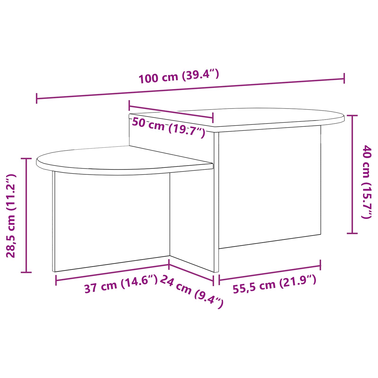 Kava Stol Bijela 100 x 50 x 40 cm Konstruirano drvo