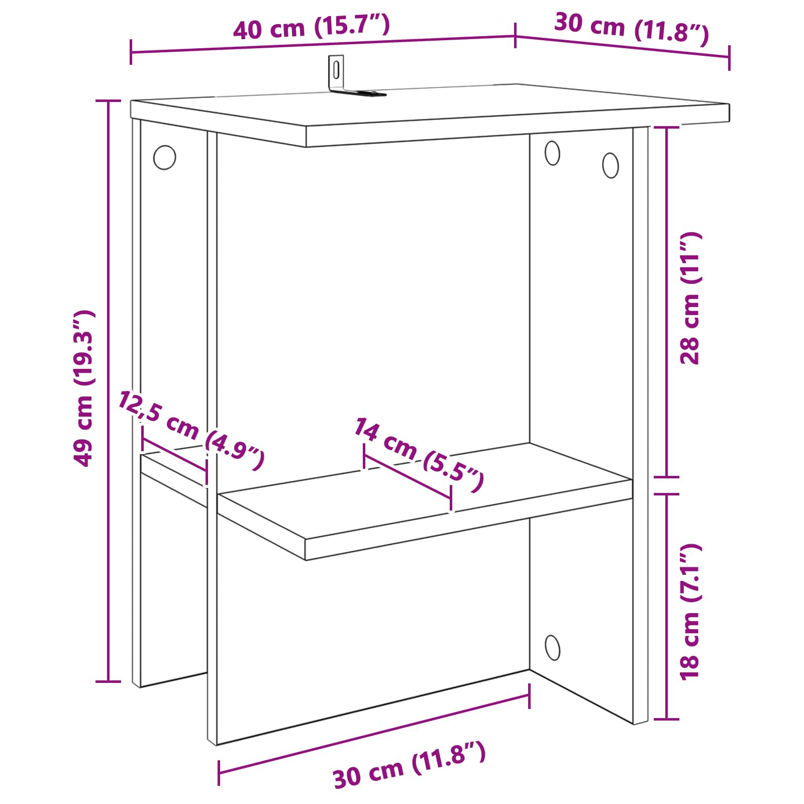 Kava Stol Crni hrast 40 x 30 x 49 cm Konstruirano drvo