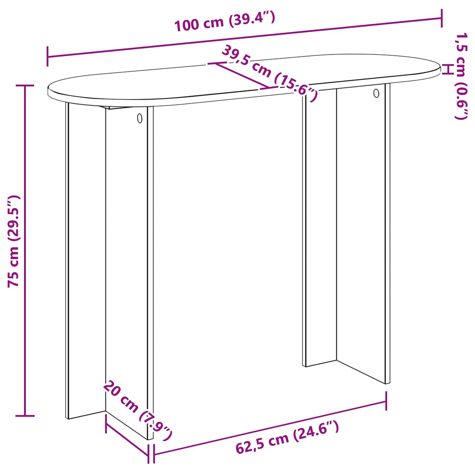 Konzolna stolica Bijela 100 x 39,5 x 75 cm Konstruirano drvo