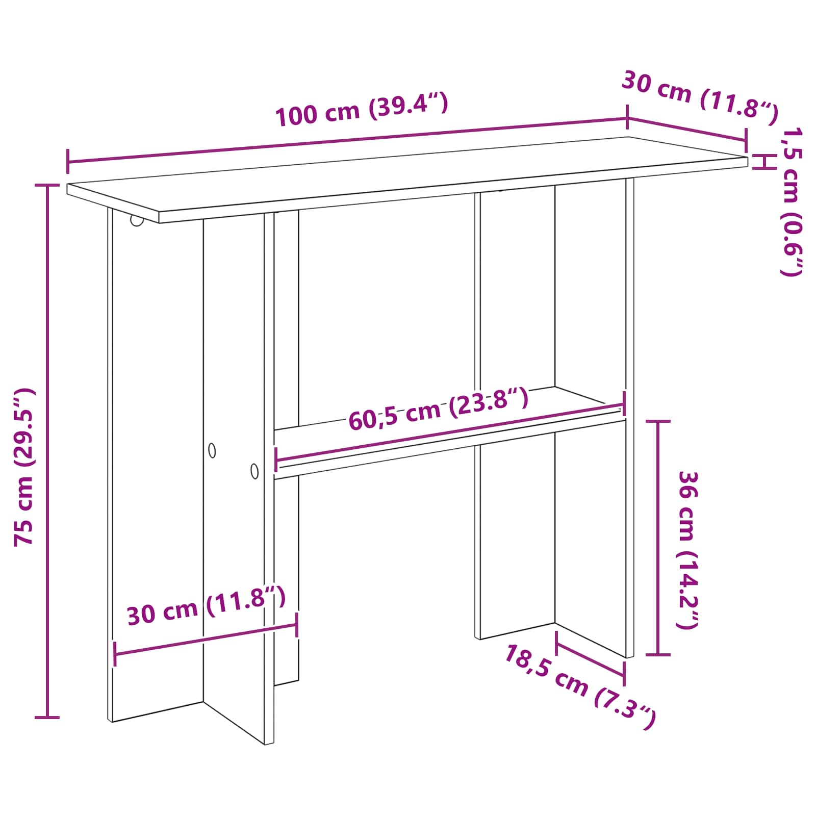 Konzolna stolica Betonska siva 100 x 30 x 75 cm