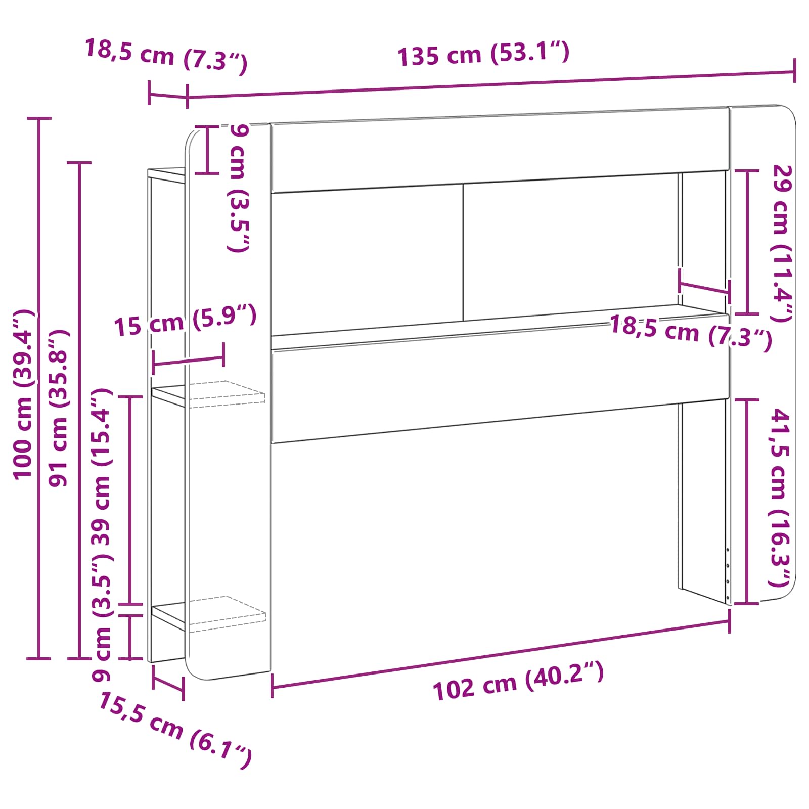 Glava kreveta s ormarićem Dimljeni hrast Konstrukcijsko drvo