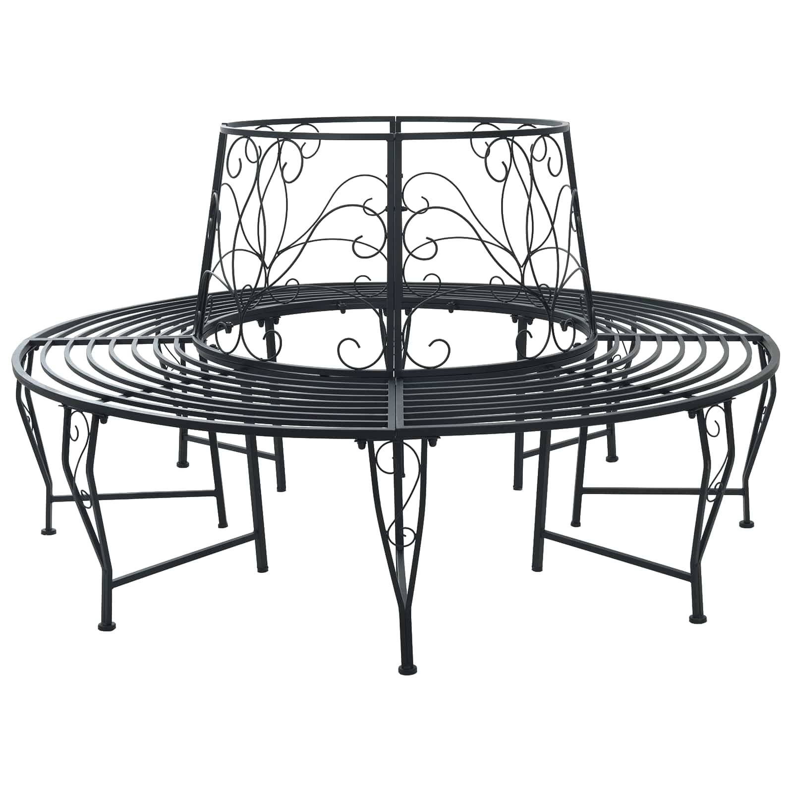 Klupa pod drvetom 8-Broj sjedala Ø 160 x 89 cm Čelik Crna