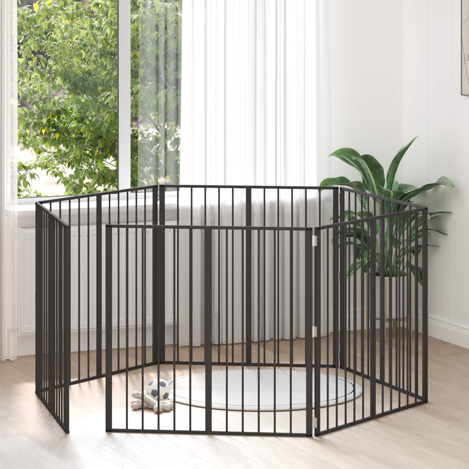 Vrata za pse 6 pcs Crna 100 x 100 cm Cinkani čelik