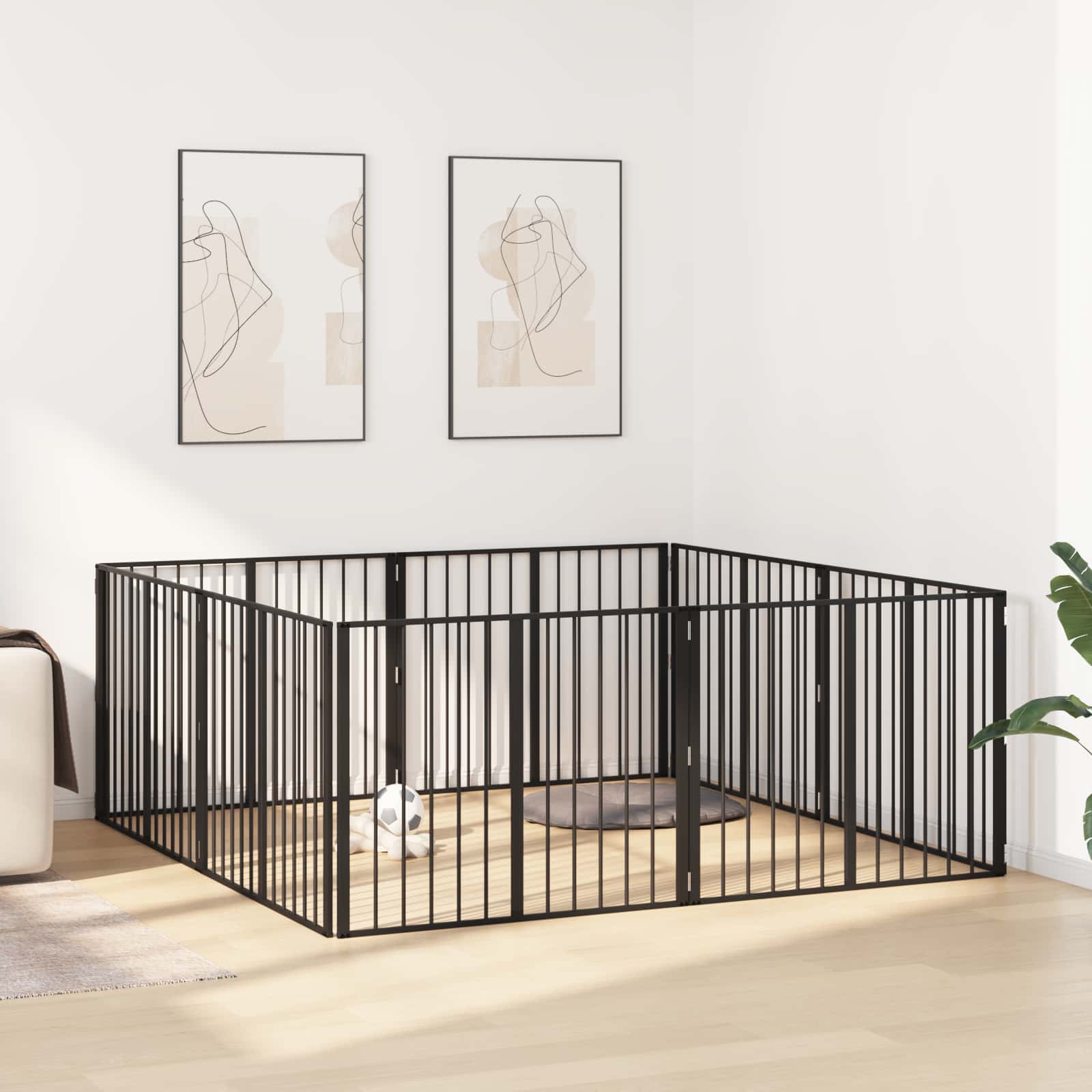 Vrata za pse 8 pcs Crna 100 x 80 cm Cinkani čelik