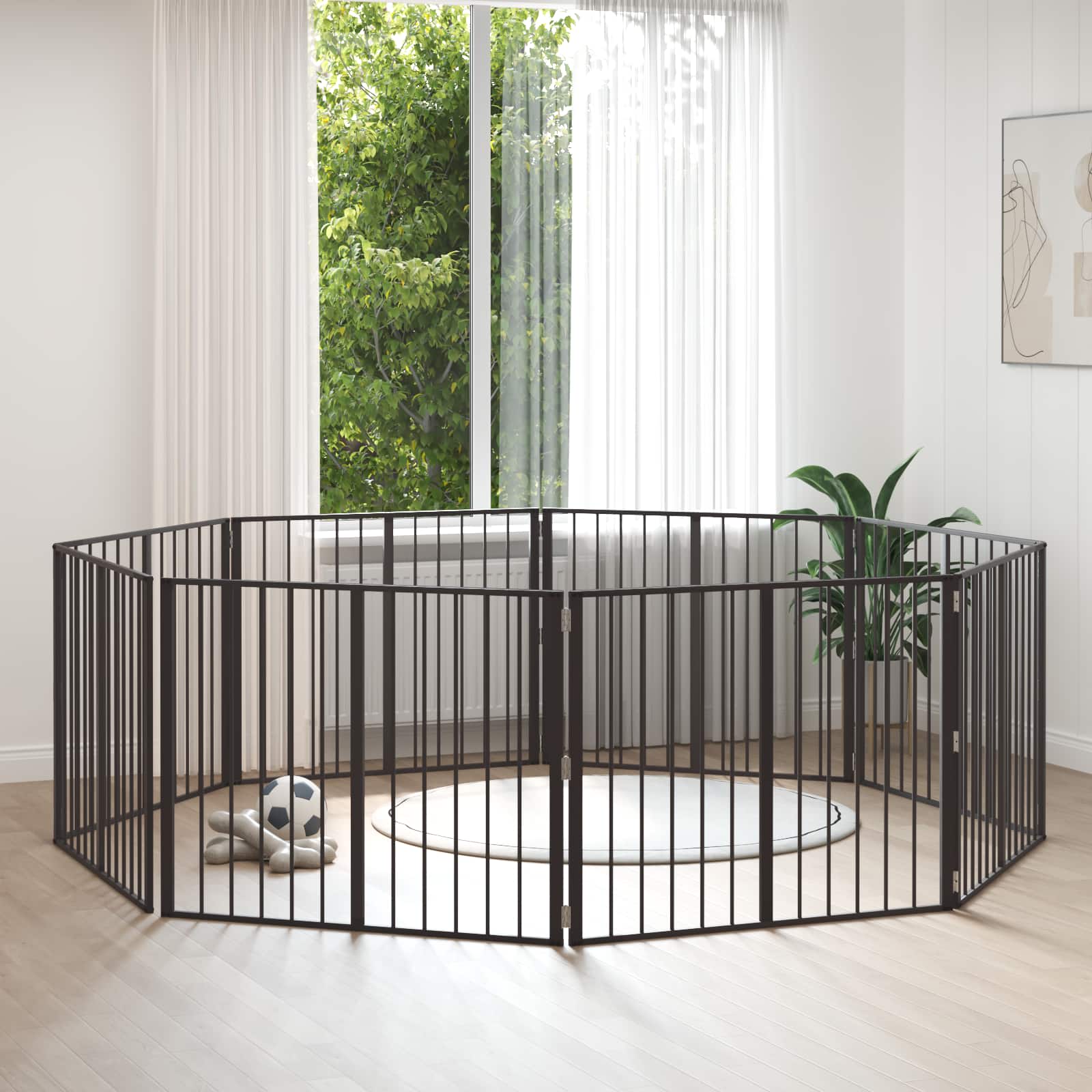 Vrata za pse 8 pcs Crna 100 x 80 cm Cinkani čelik