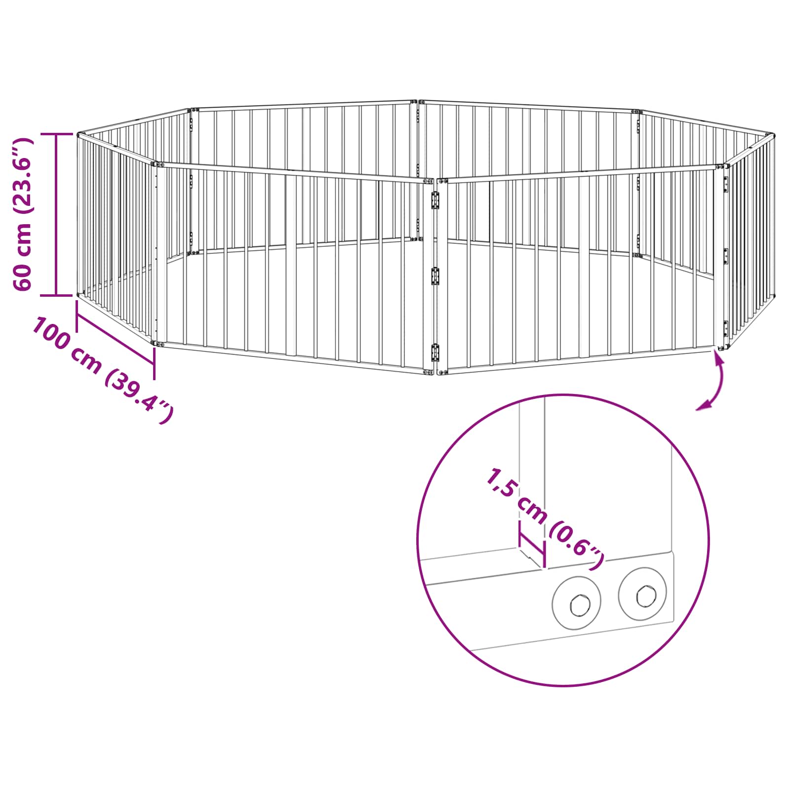 Vrata za pse 8 pcs Crna 100 x 60 cm Cinkani čelik