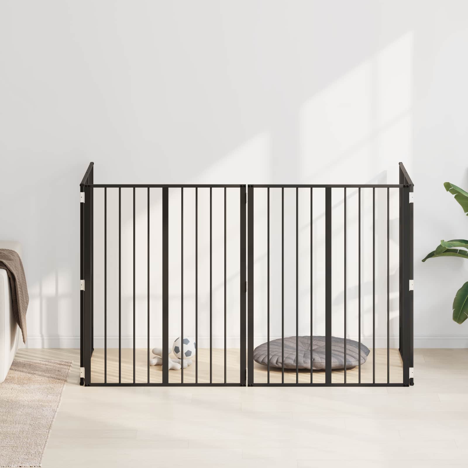 Vrata za pse 4 pcs Crna 80 x 100 cm Cinkani čelik