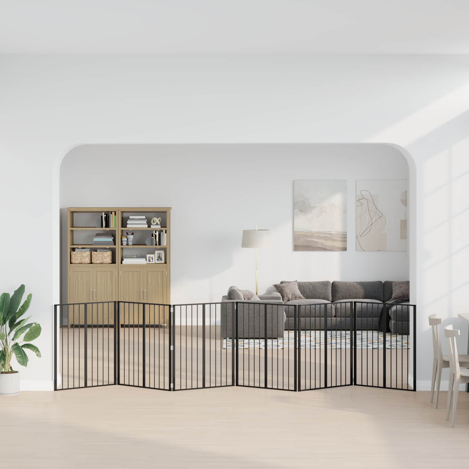 Vrata za pse 6 pcs Crna 80 x 100 cm Cinkani čelik