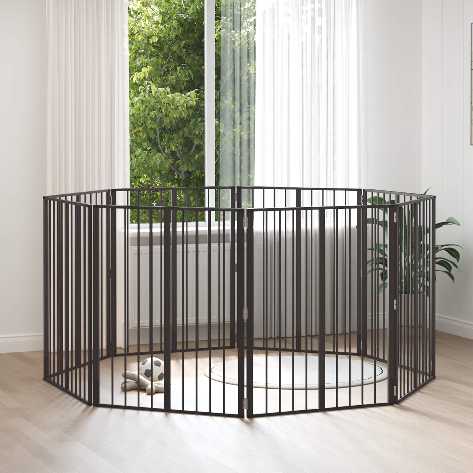 Vrata za pse 8 pcs Crna 80 x 100 cm Cinkani čelik