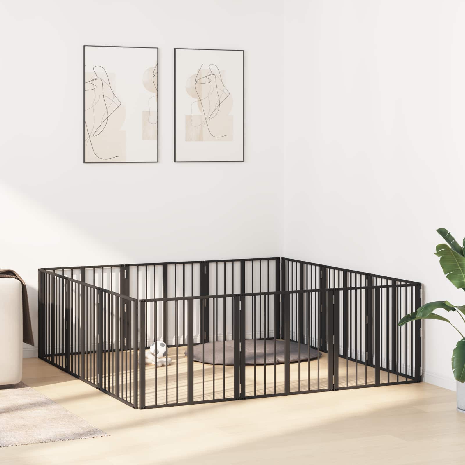 Vrata za pse 12 pcs Crna 60 x 60 cm Cinkani čelik