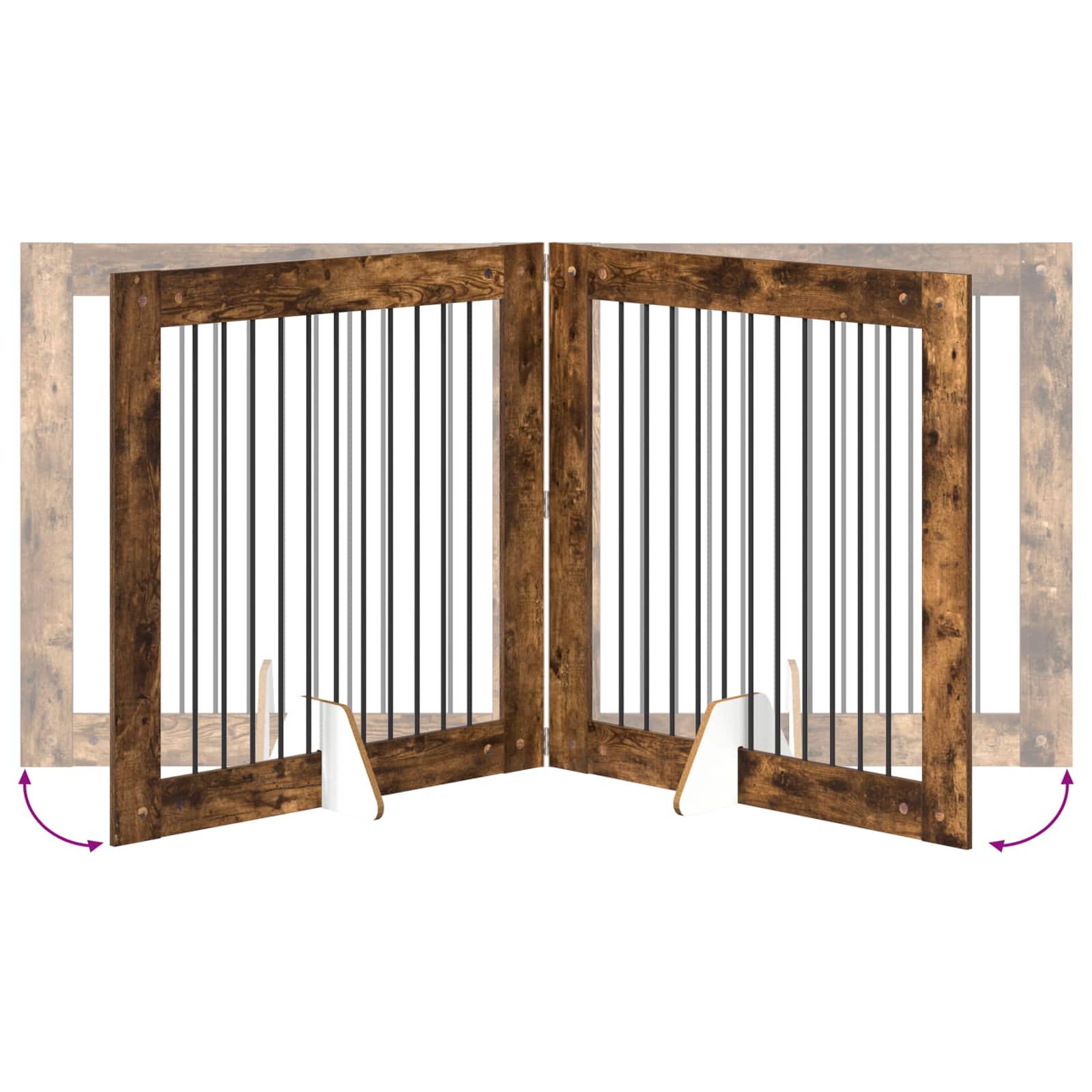 Vrata za pse s postoljem 2 pcs Dimljeni hrast 100 x 100 cm