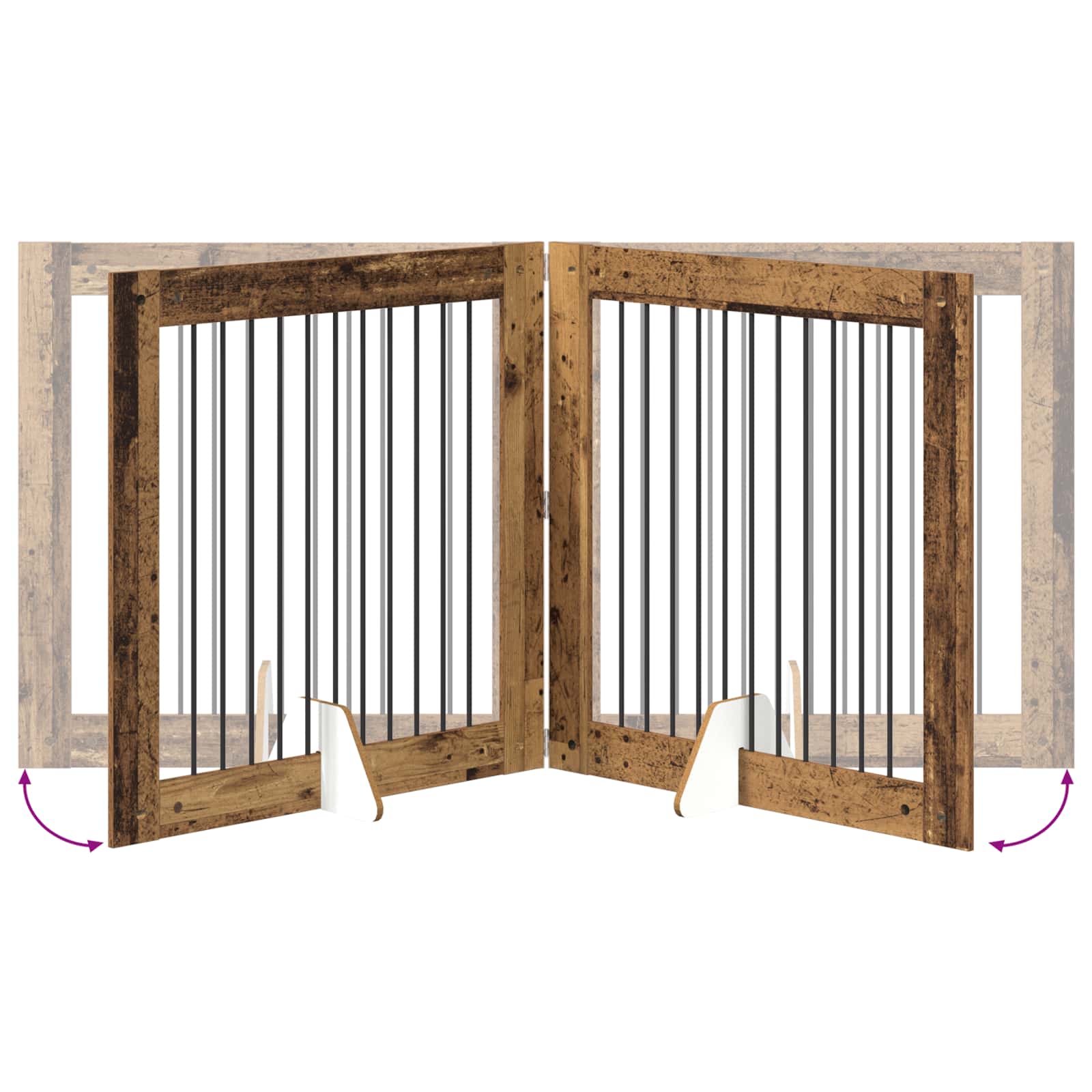 Vrata za pse s postoljem 2 pcs Staro drvo 100 x 100 cm