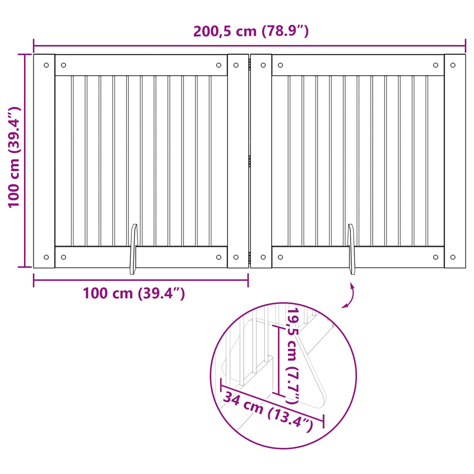 Vrata za pse s postoljem 2 pcs Staro drvo 100 x 100 cm