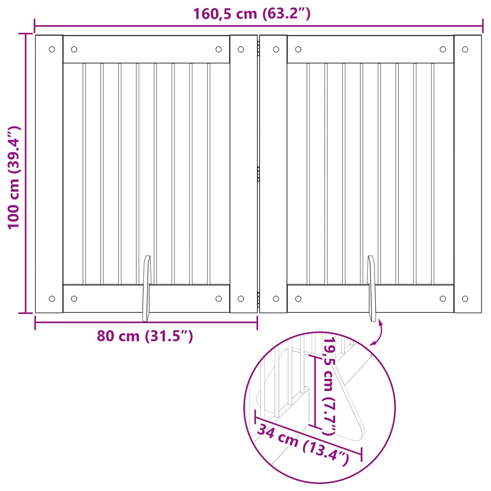 Vrata za pse s postoljem 2 pcs Siva sonoma 80 x 100 cm