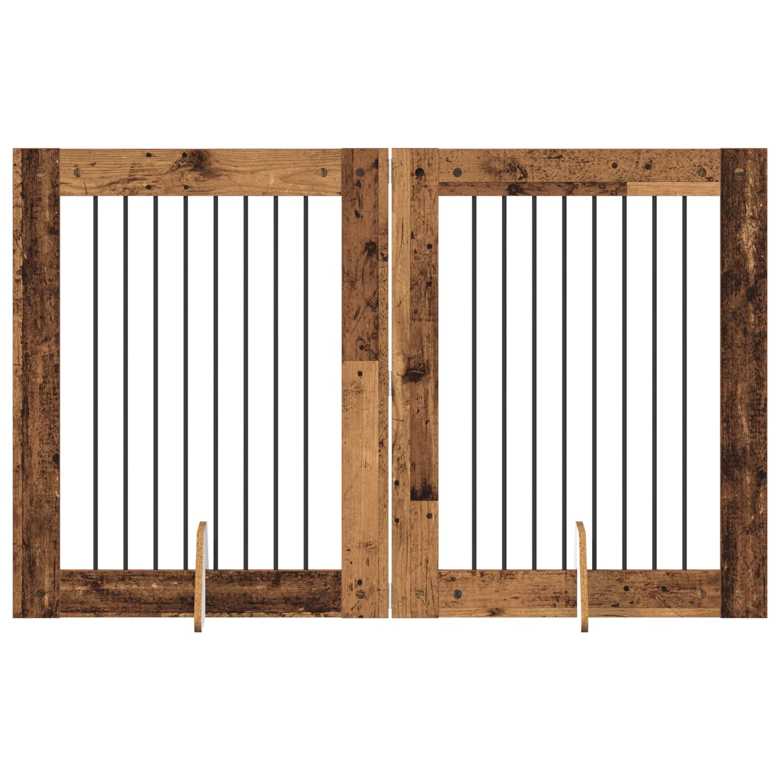 Vrata za pse s postoljem 2 pcs Staro drvo 80 x 100 cm