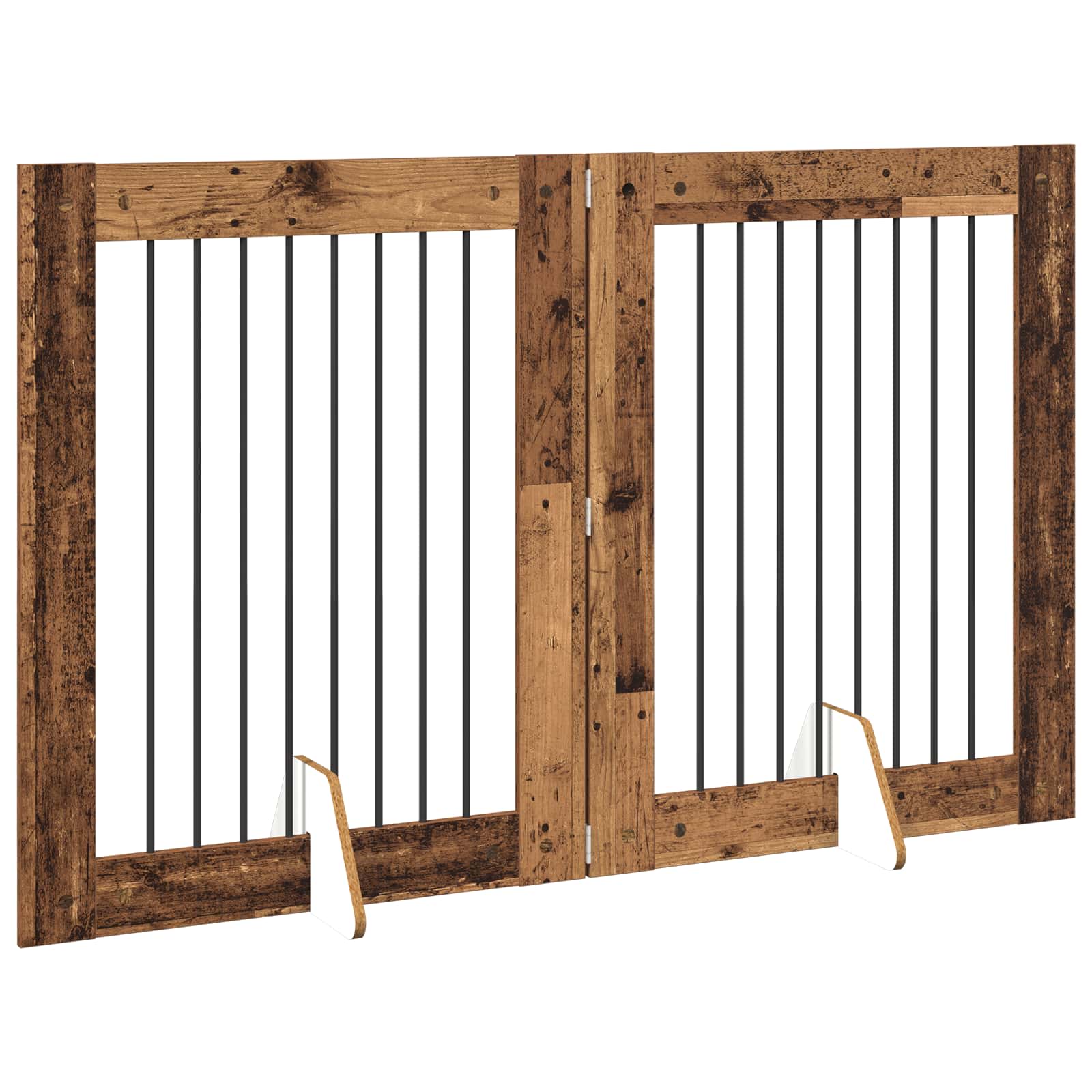 Vrata za pse s postoljem 2 pcs Staro drvo 80 x 100 cm