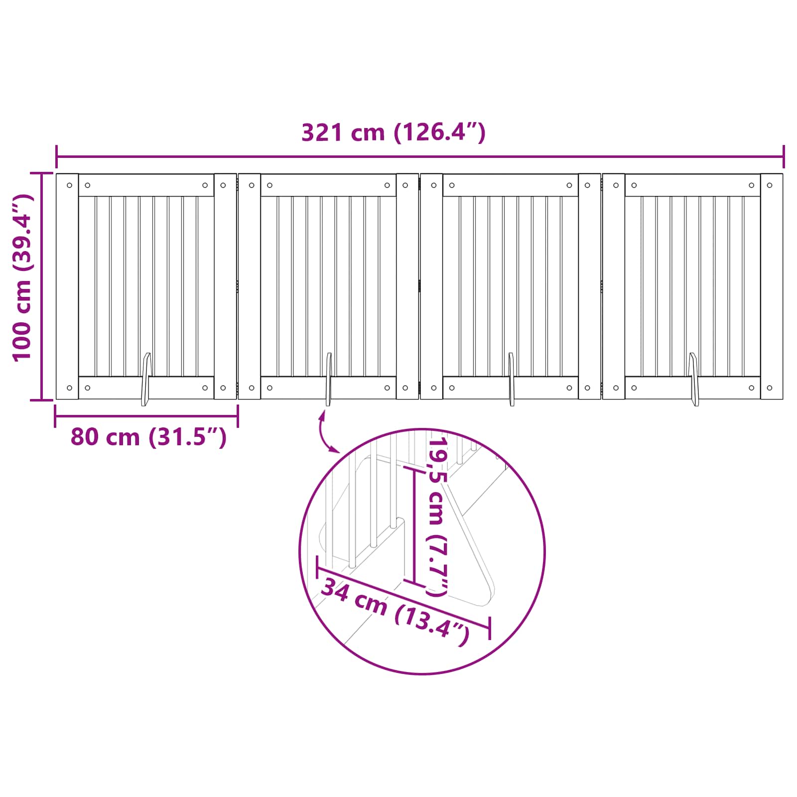 Vrata za pse s postoljem 4 pcs Crni hrast 80 x 100 cm