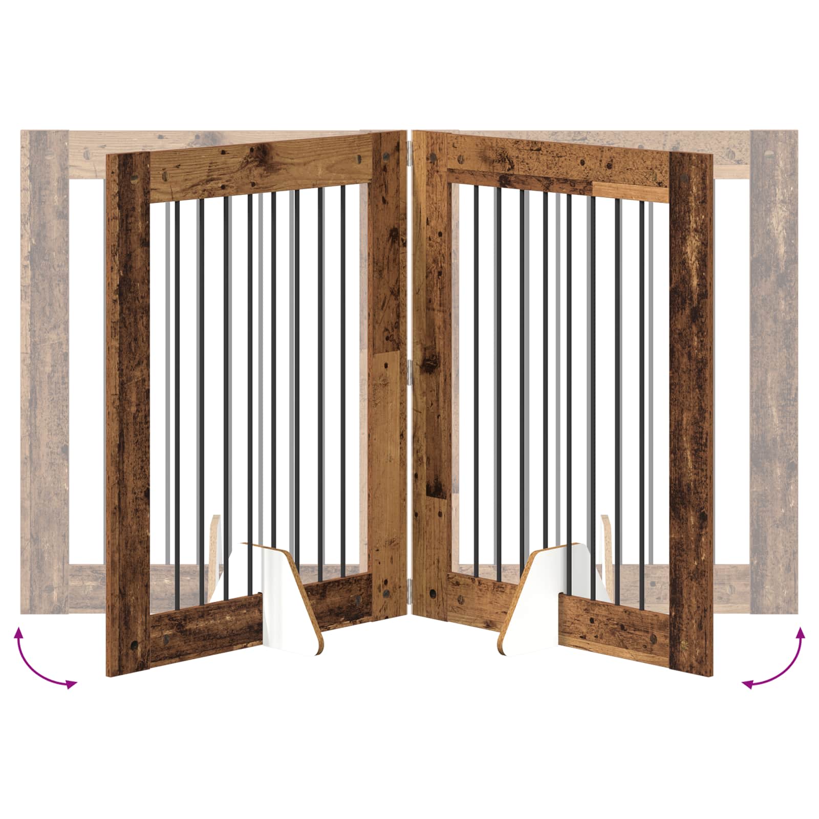 Vrata za pse s postoljem 4 pcs Staro drvo 80 x 100 cm