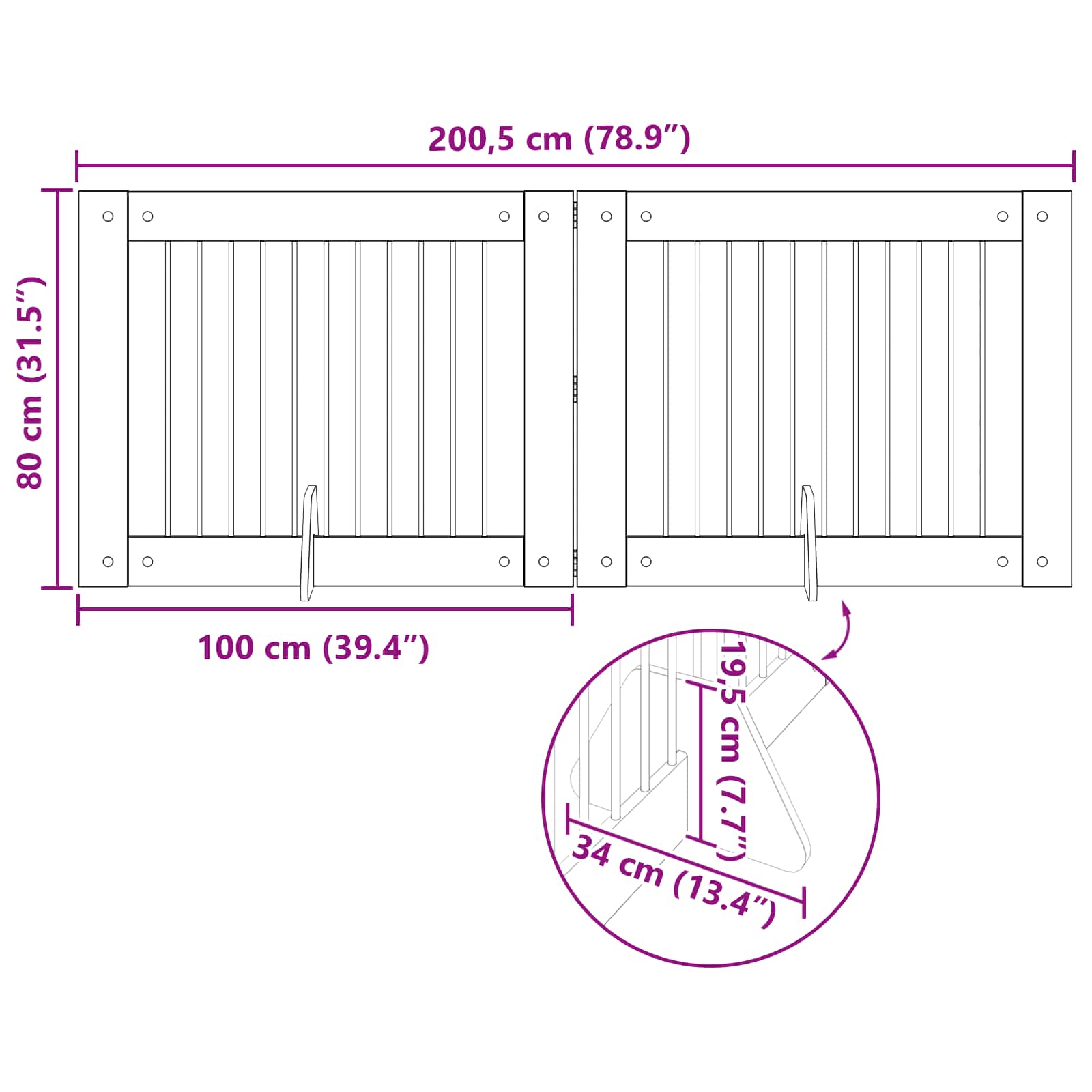Vrata za pse s postoljem 2 pcs Dimljeni hrast 100 x 80 cm