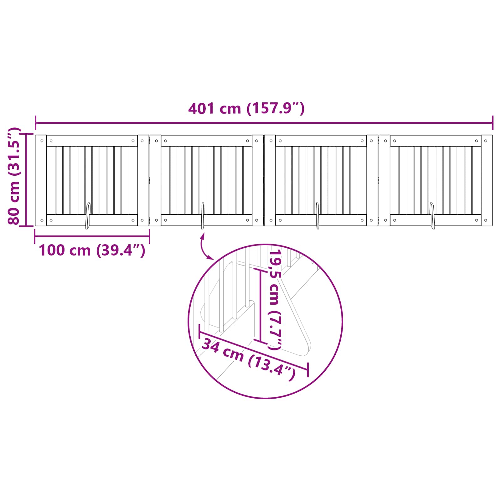 Vrata za pse s postoljem 4 pcs Crni hrast 100 x 80 cm