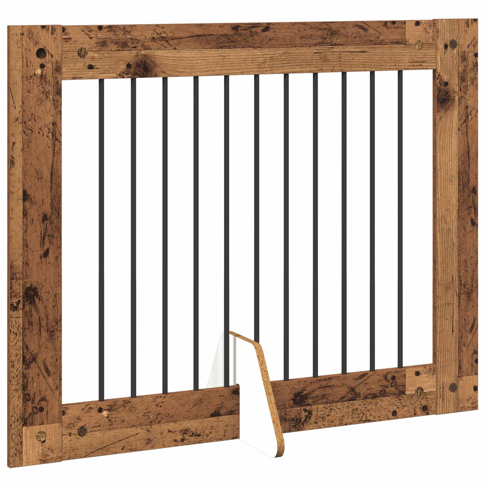 Vrata za pse s postoljem 4 pcs Staro drvo 100 x 80 cm