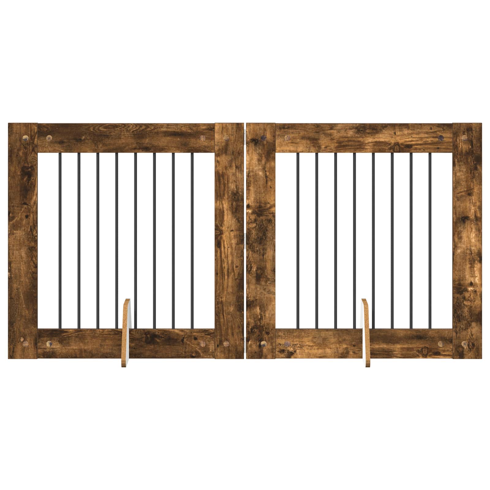 Vrata za pse s postoljem 2 pcs Dimljeni hrast 80 x 80 cm