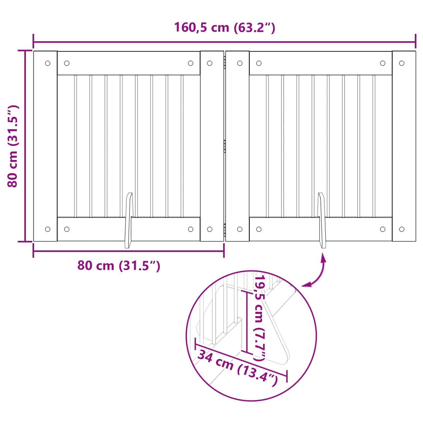 Vrata za pse s postoljem 2 pcs Hrast artisan 80 x 80 cm