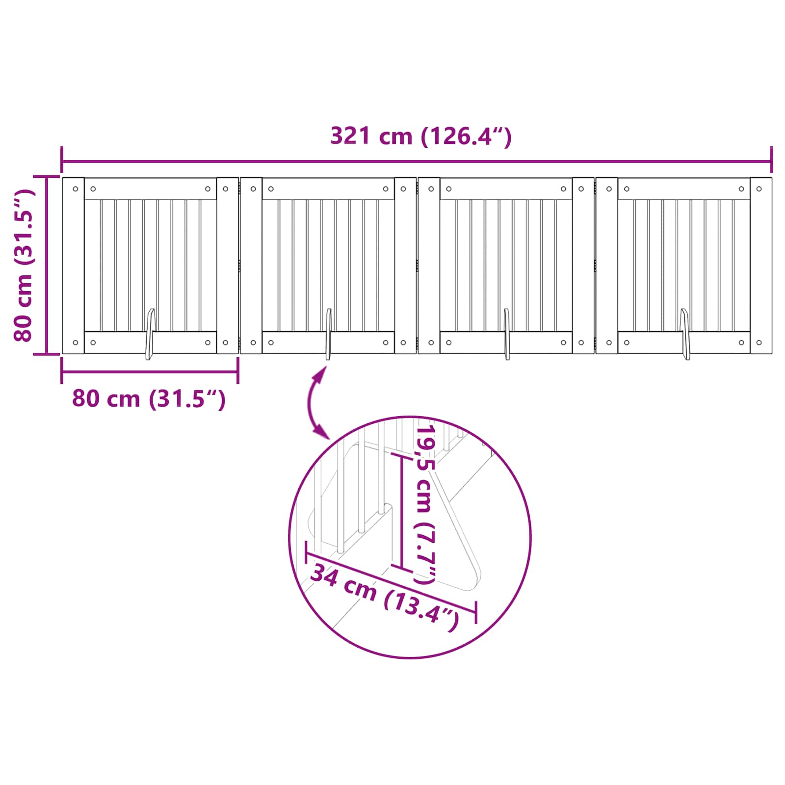 Vrata za pse s postoljem 4 pcs Crni hrast 80 x 80 cm