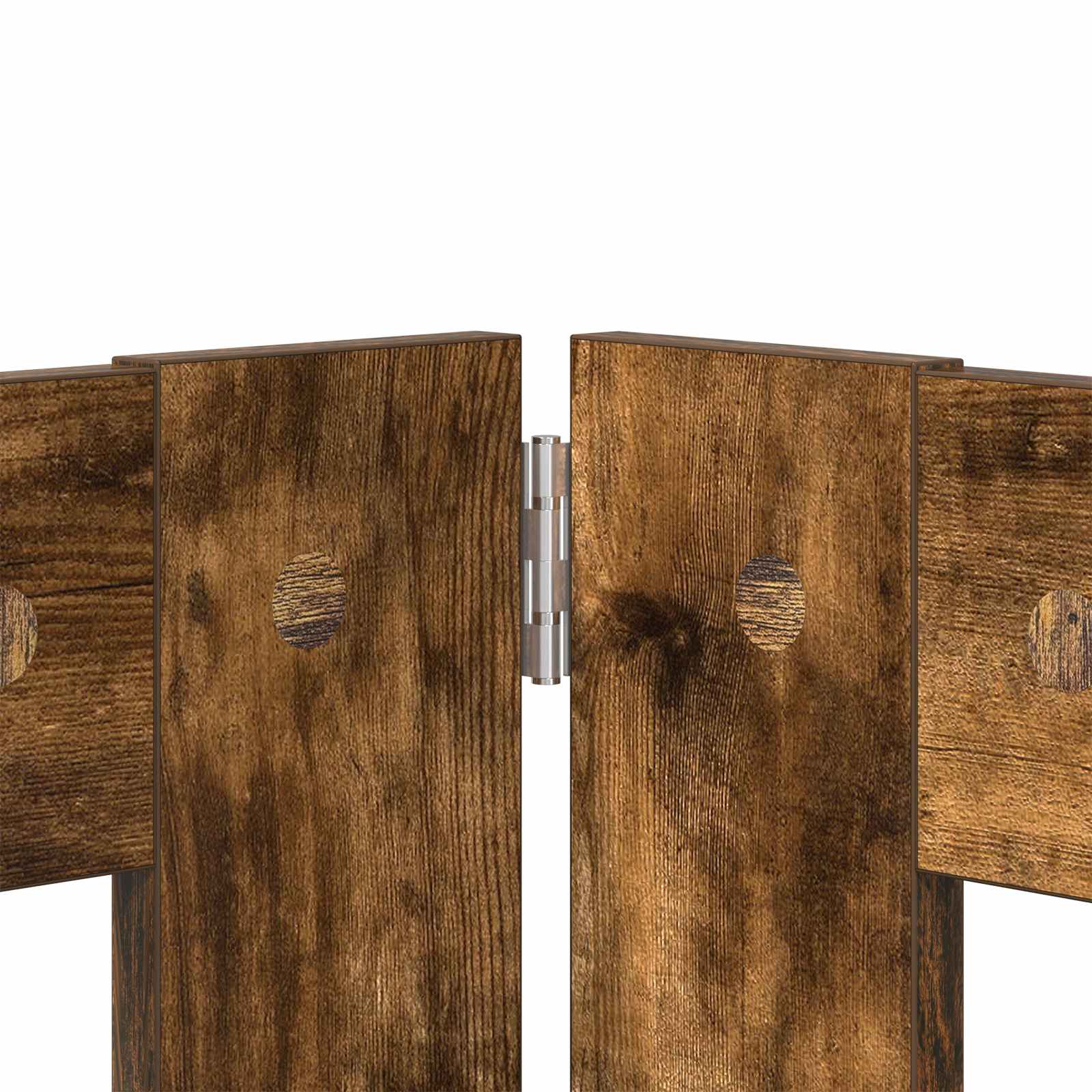 Vrata za pse s postoljem 4 pcs Dimljeni hrast 80 x 80 cm