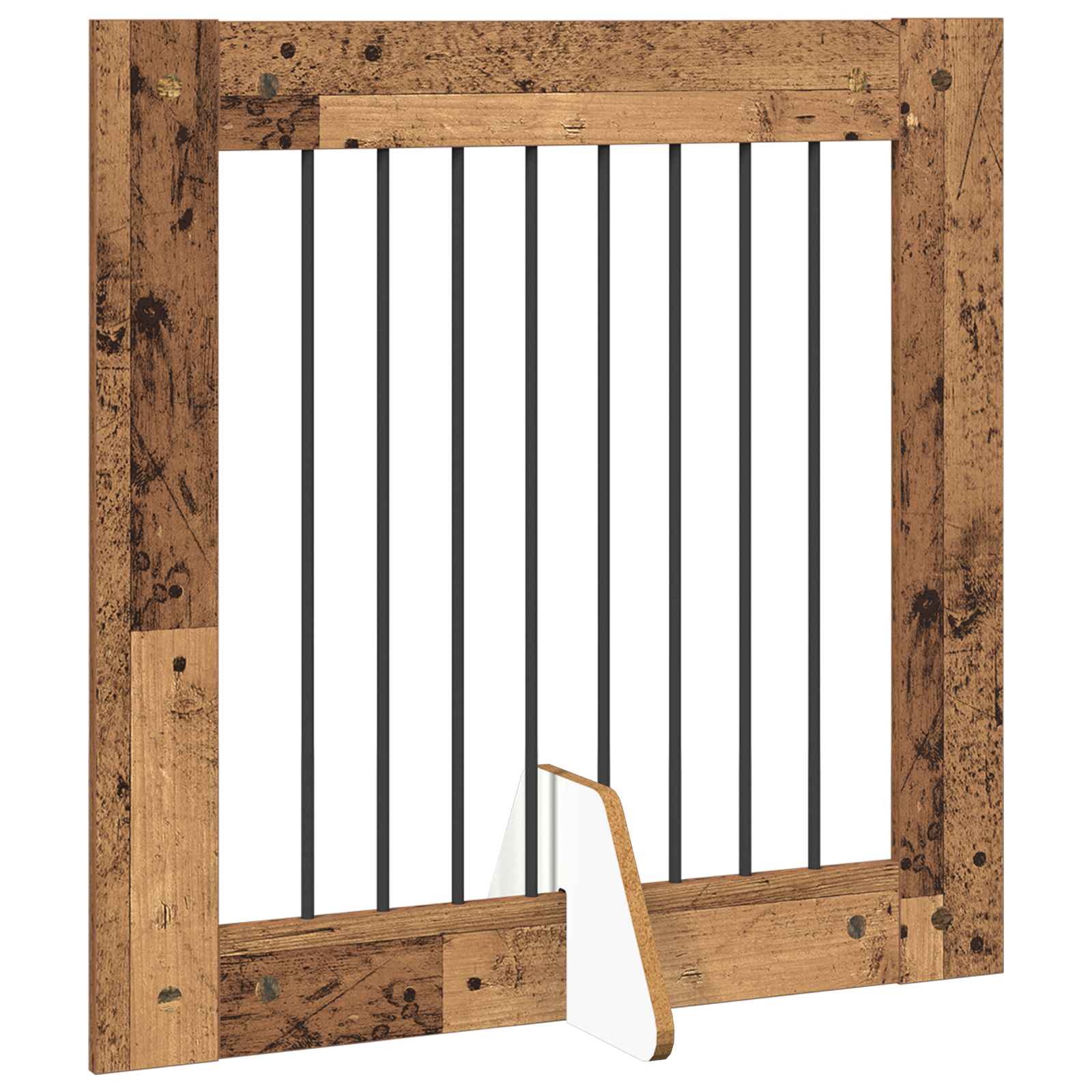 Vrata za pse s postoljem 4 pcs Staro drvo 80 x 80 cm