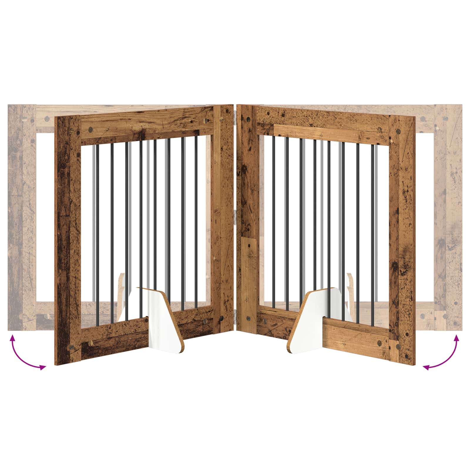 Vrata za pse s postoljem 4 pcs Staro drvo 80 x 80 cm