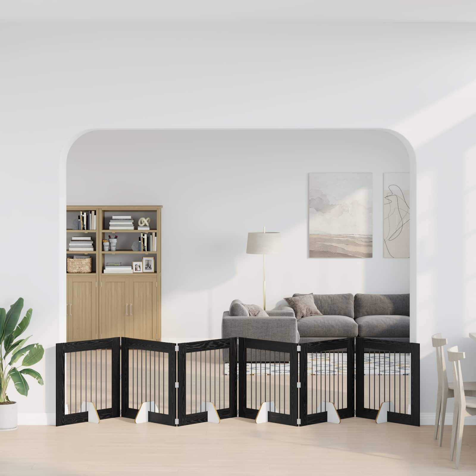 Vrata za pse s postoljem 6 pcs Crni hrast 80 x 80 cm
