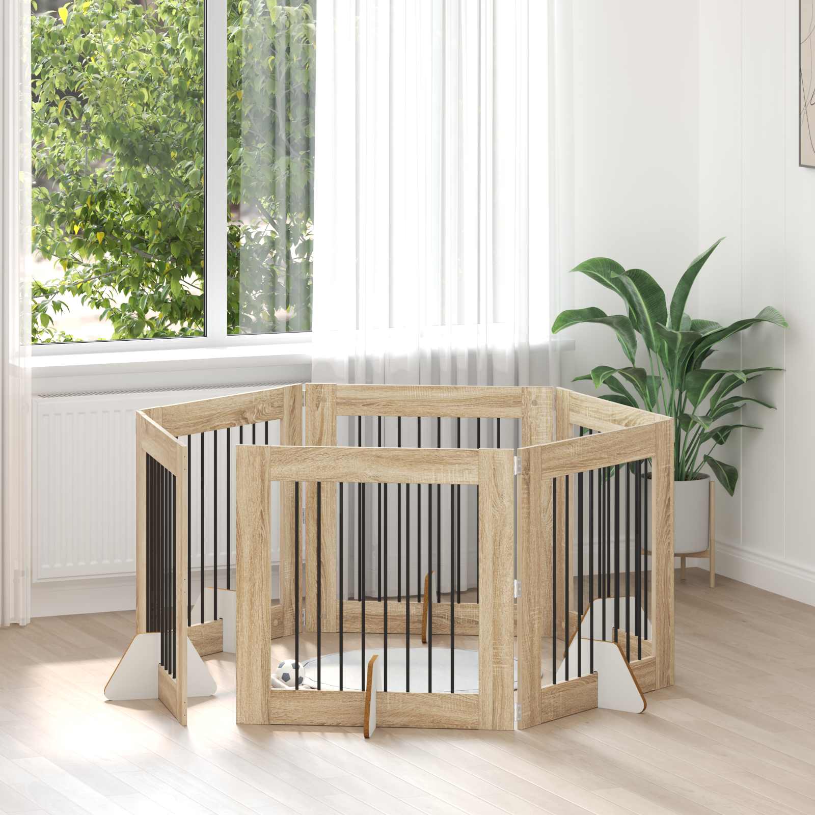Vrata za pse s postoljem 6 pcs Hrast sonoma 80 x 80 cm