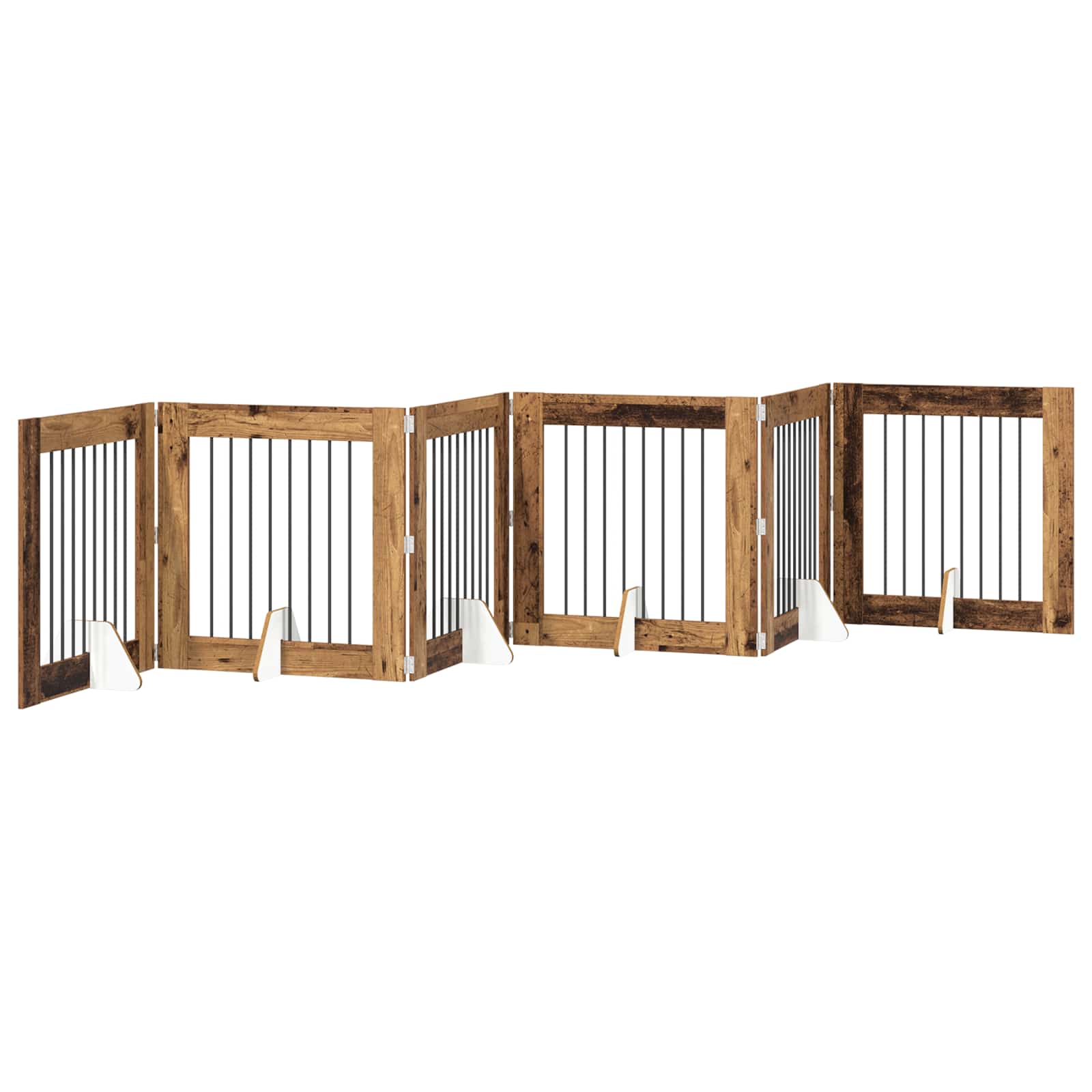 Vrata za pse s postoljem 6 pcs Staro drvo 80 x 80 cm