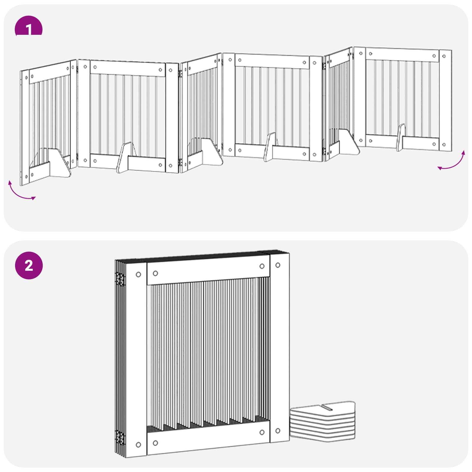 Vrata za pse s postoljem 6 pcs Staro drvo 80 x 80 cm