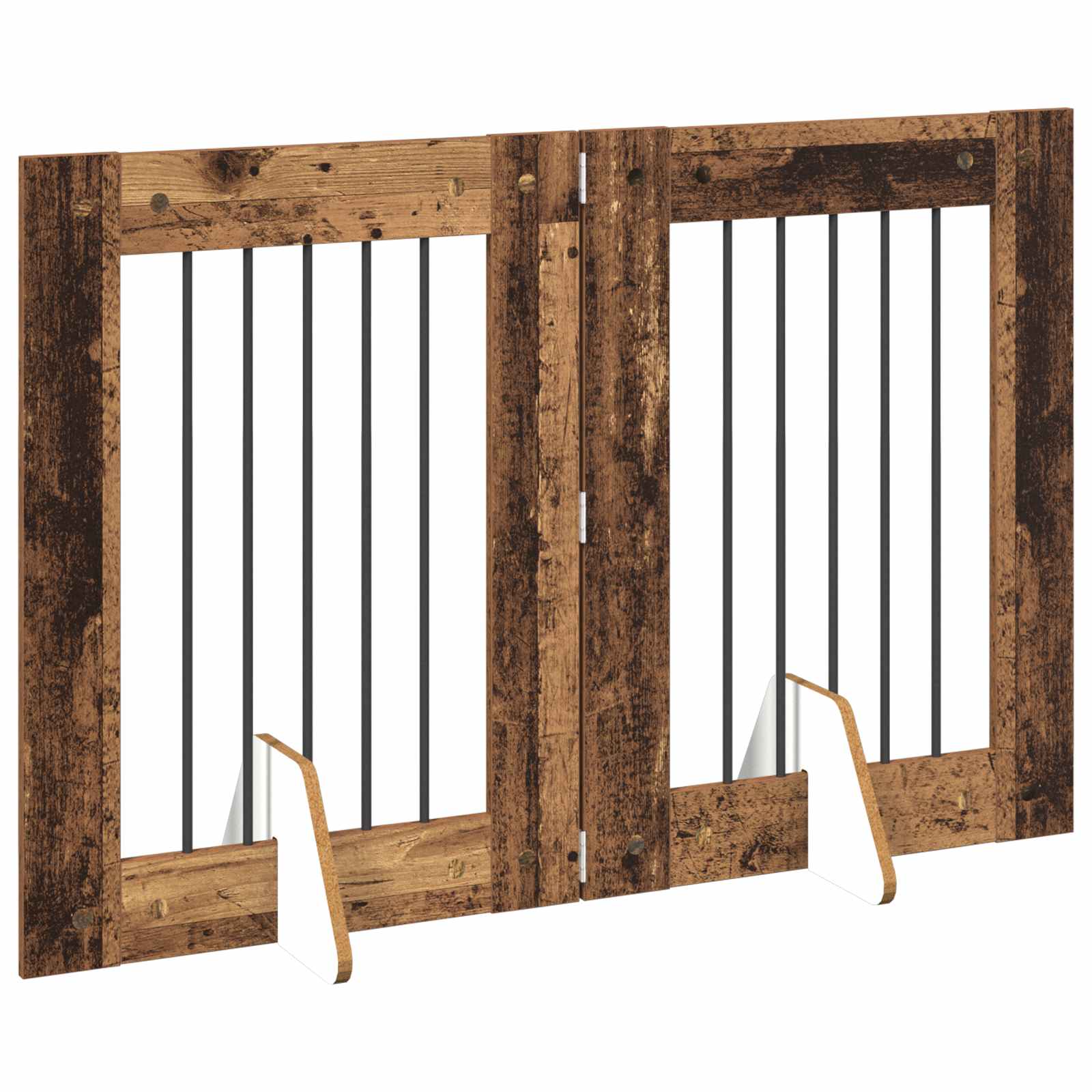 Vrata za pse s postoljem 2 pcs Staro drvo 60 x 80 cm