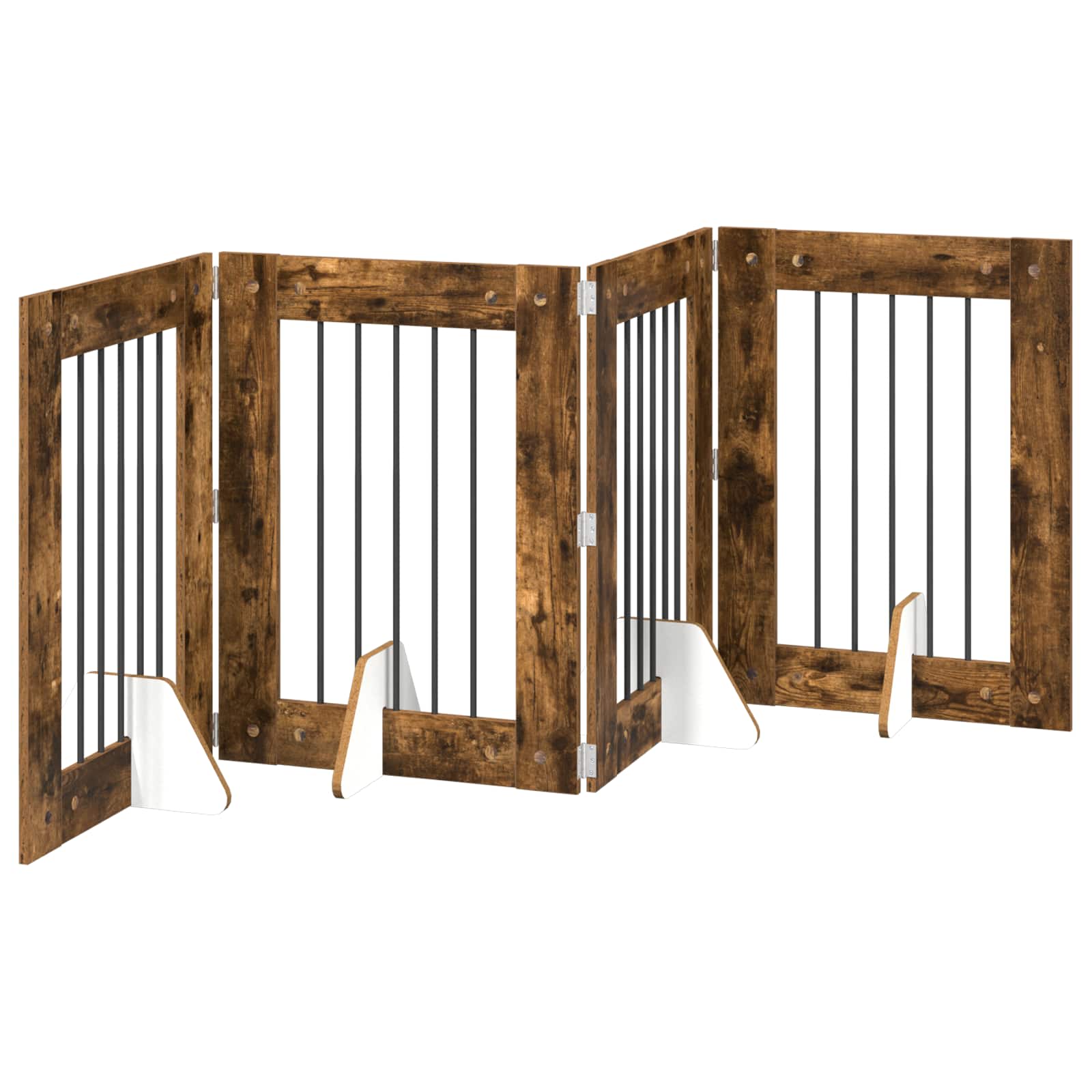 Vrata za pse s postoljem 4 pcs Dimljeni hrast 60 x 80 cm