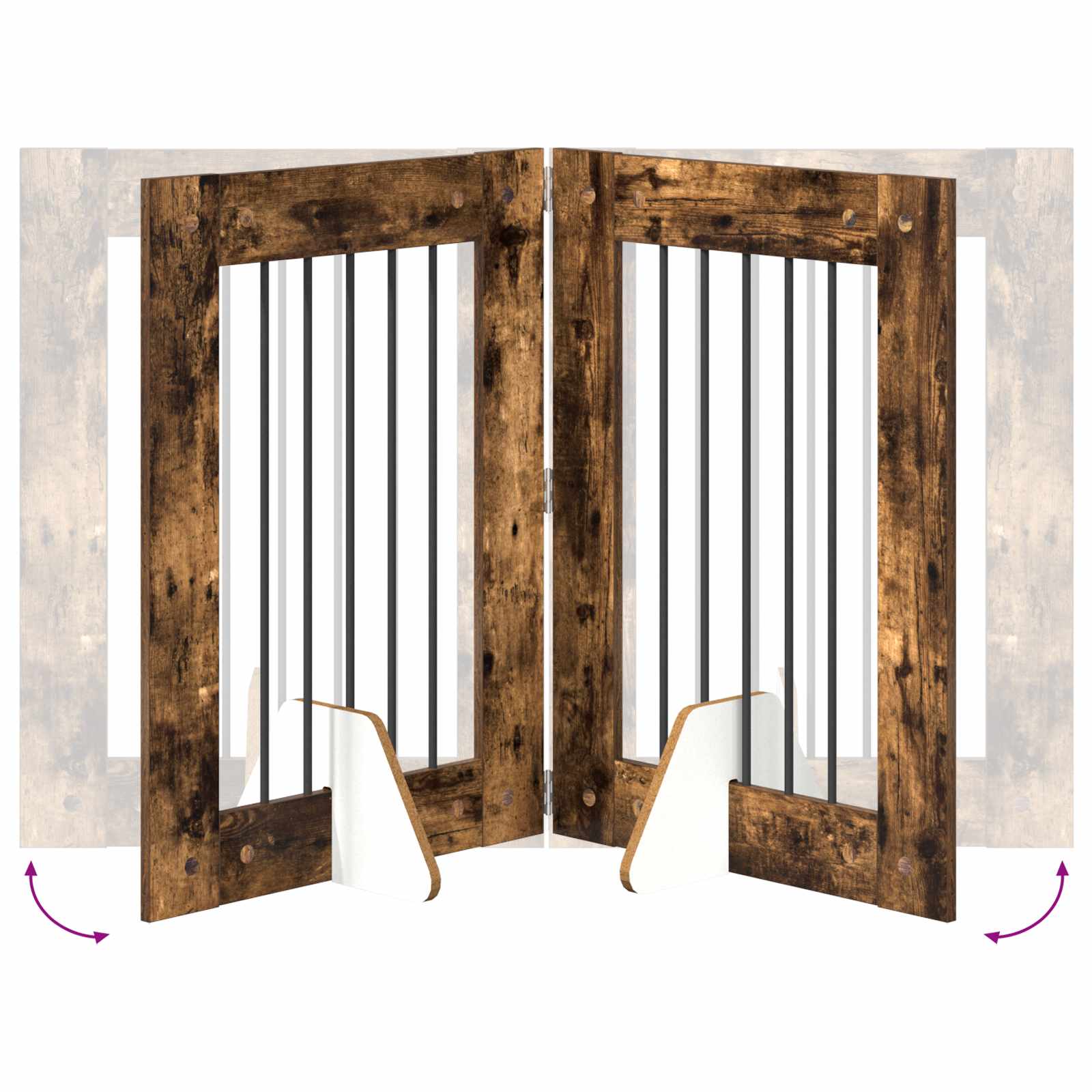Vrata za pse s postoljem 4 pcs Dimljeni hrast 60 x 80 cm